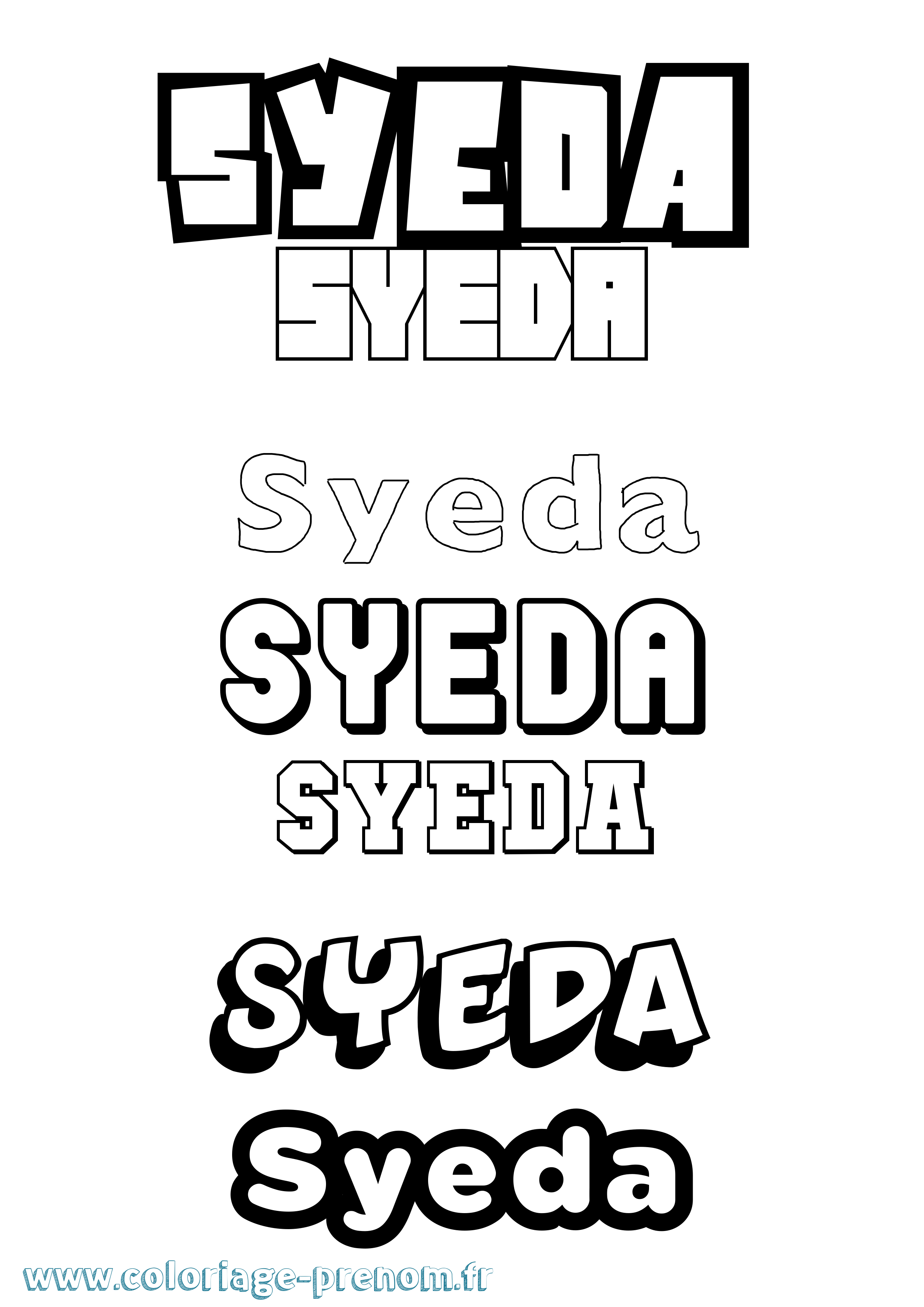 Coloriage Syeda Simple Coloriage prénom Syeda Simple