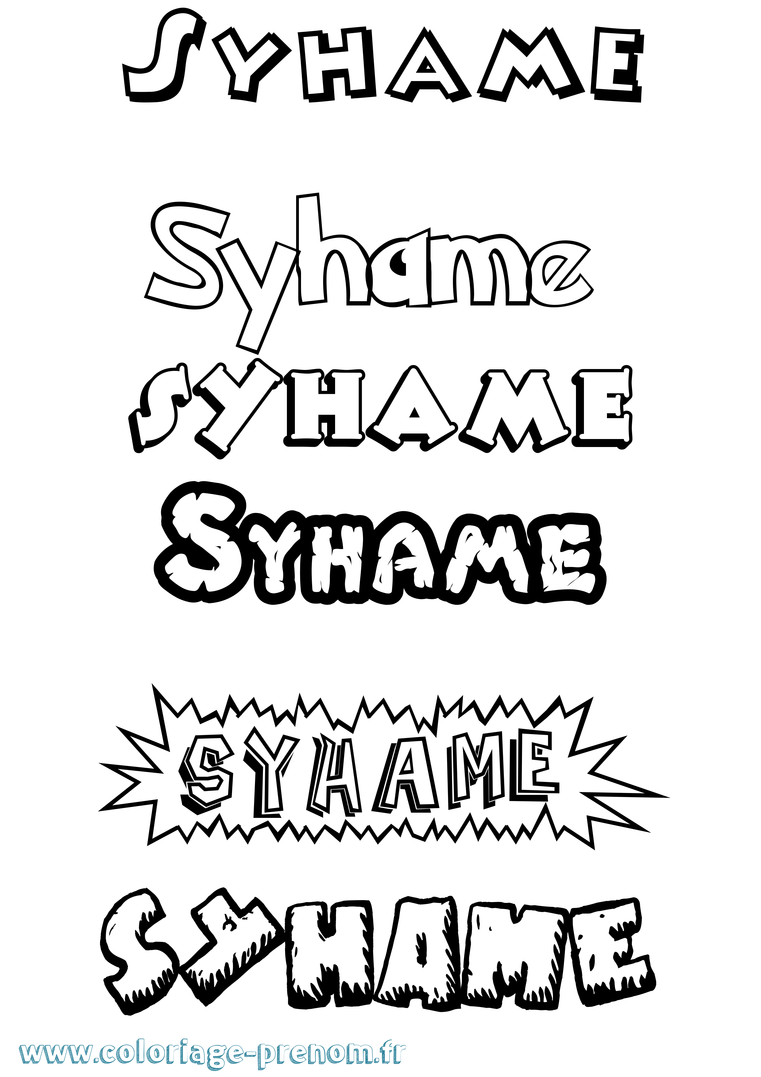 Coloriage Syhame Dessin Animé Coloriage prénom Syhame Dessin Animé