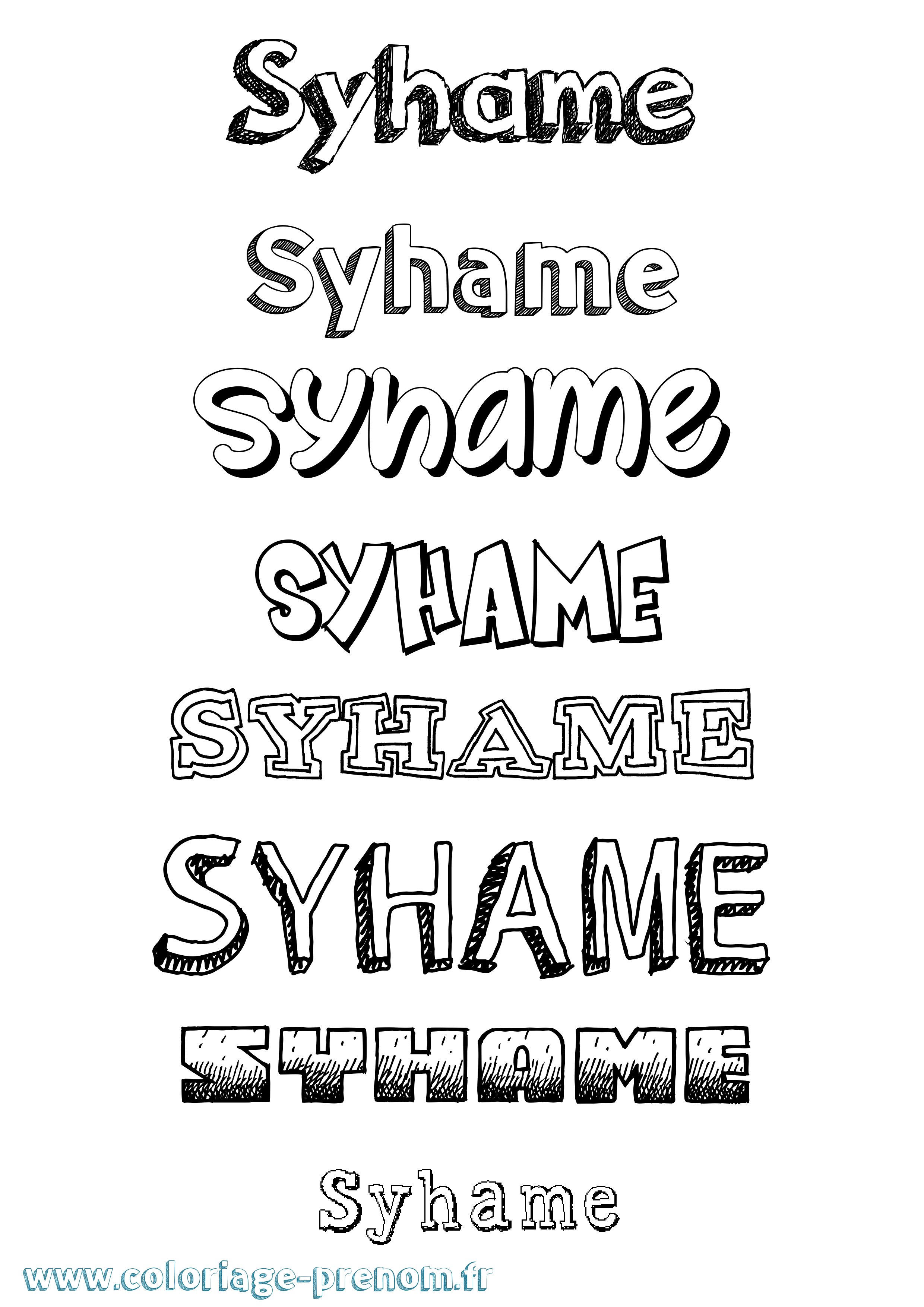Coloriage Syhame Dessiné Coloriage prénom Syhame Dessiné