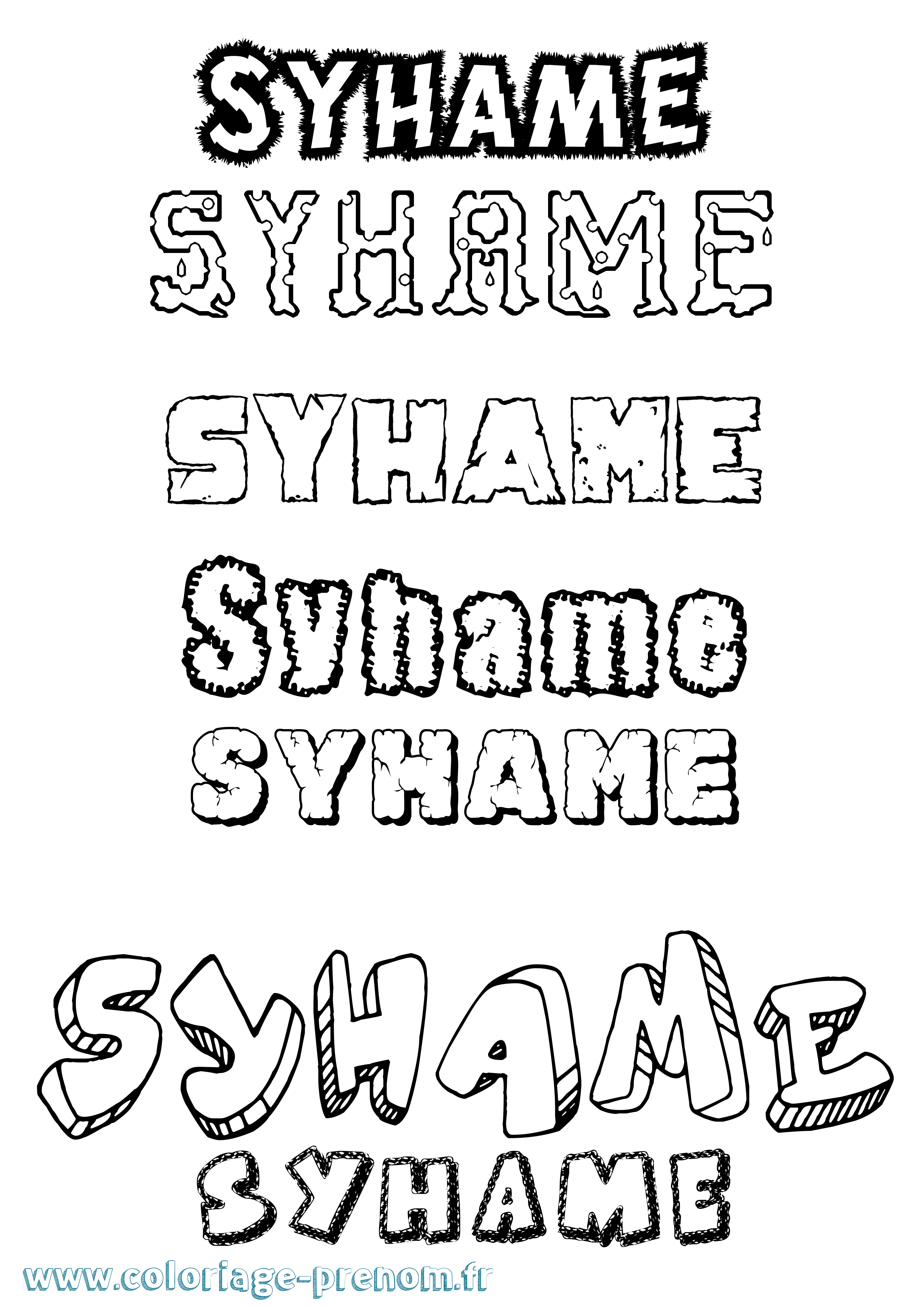 Coloriage Syhame Destructuré Coloriage prénom Syhame Destructuré