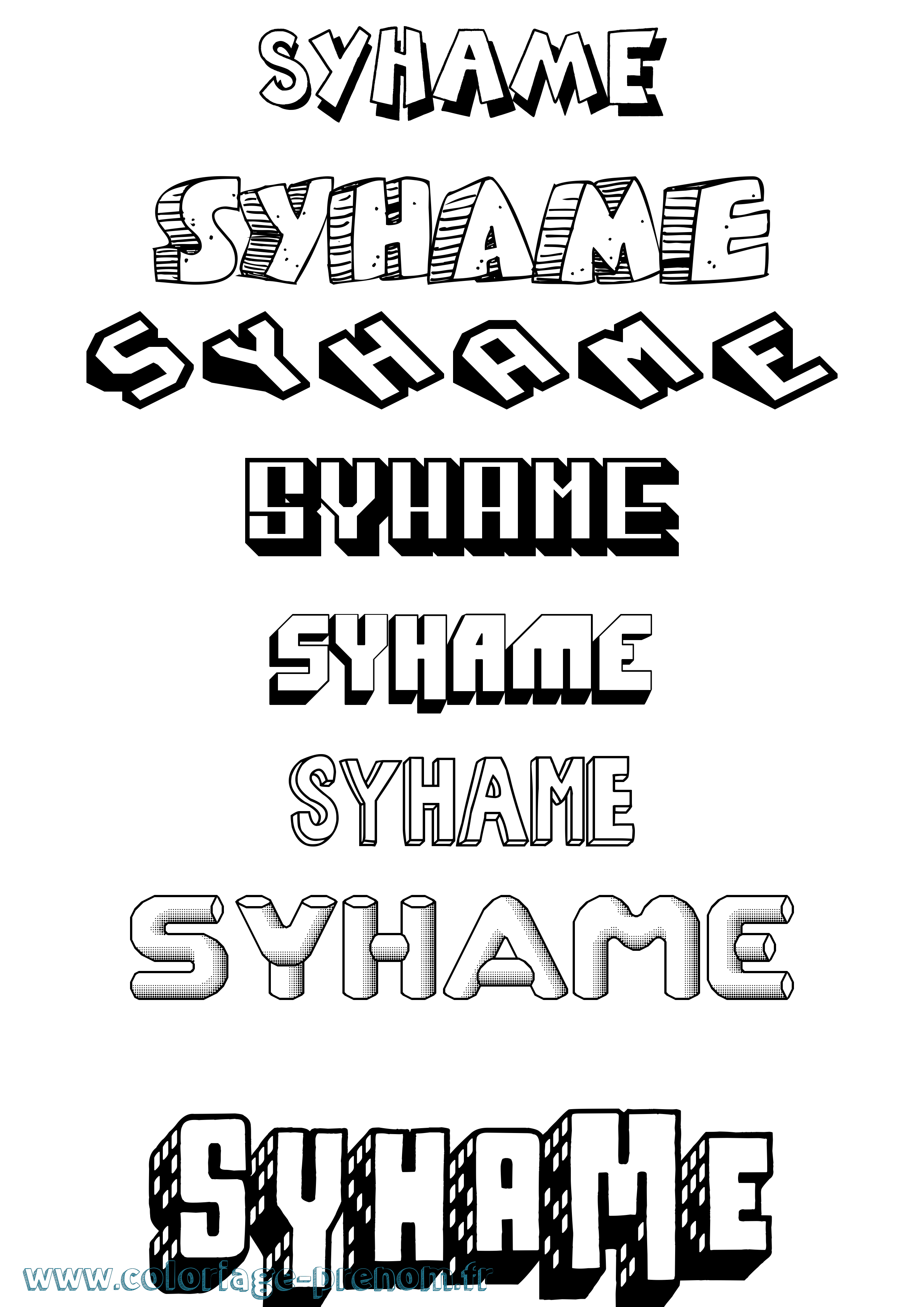 Coloriage Syhame Effet 3D Coloriage prénom Syhame Effet 3D