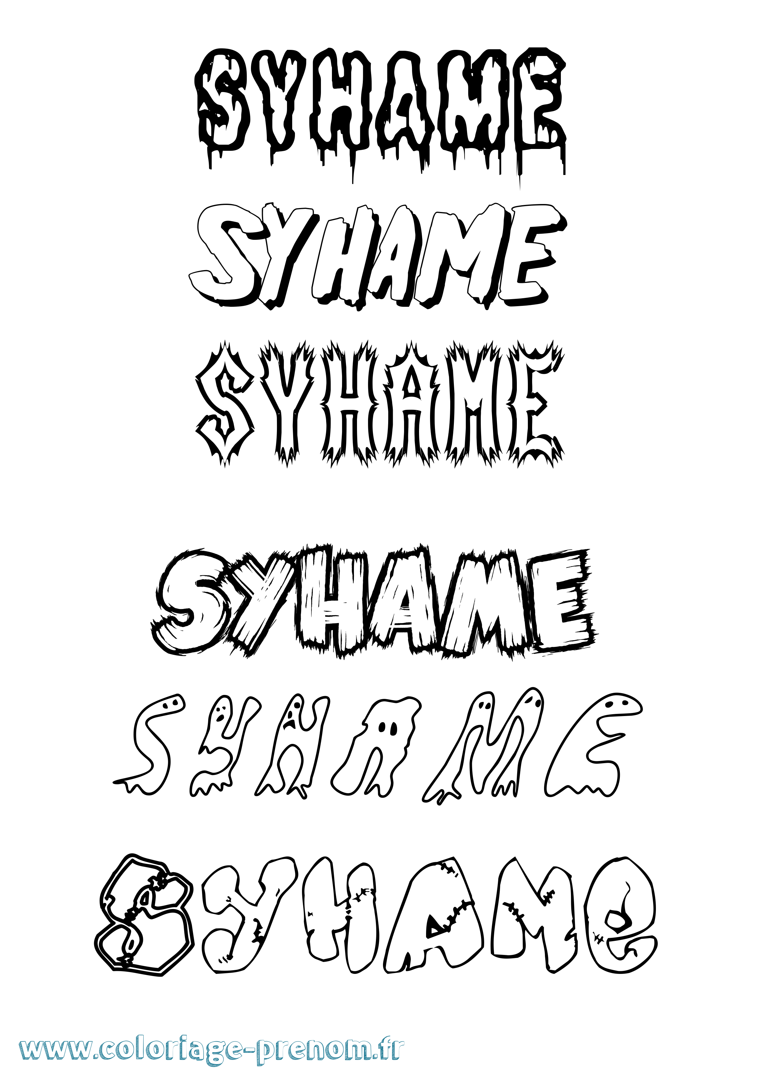 Coloriage Syhame Frisson Coloriage prénom Syhame Frisson