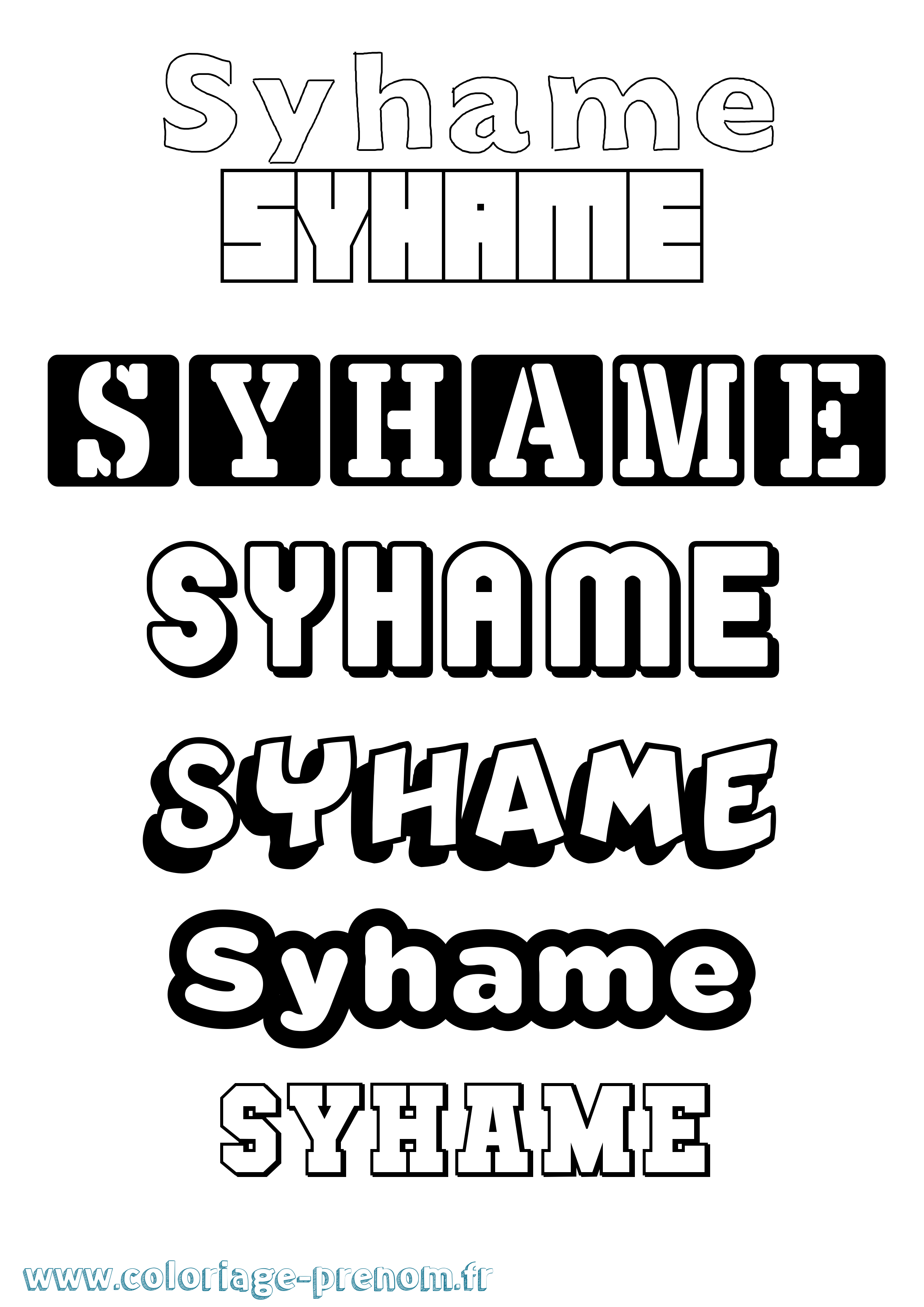 Coloriage Syhame Simple Coloriage prénom Syhame Simple