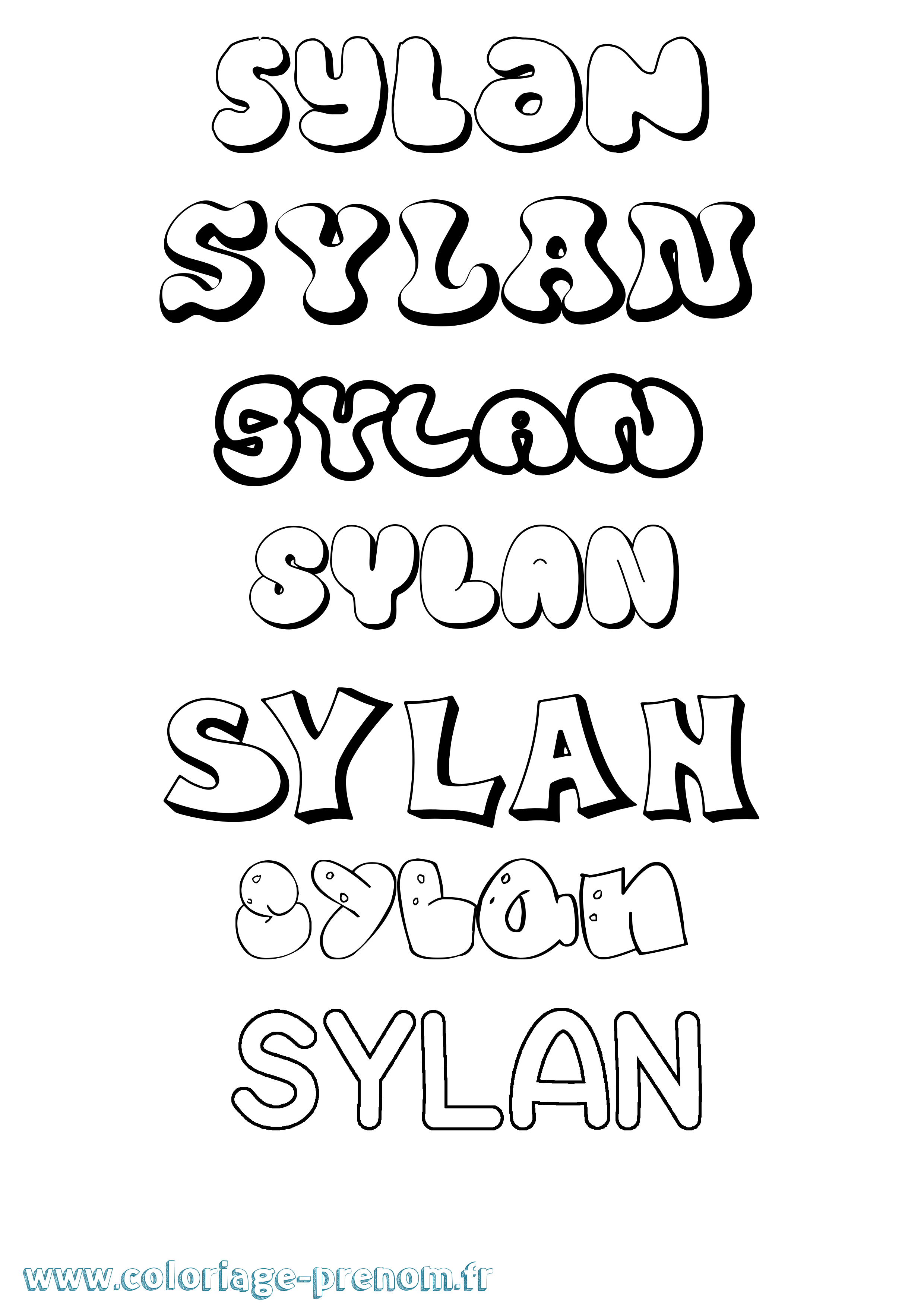Coloriage Sylan Bubble Coloriage prénom Sylan Bubble