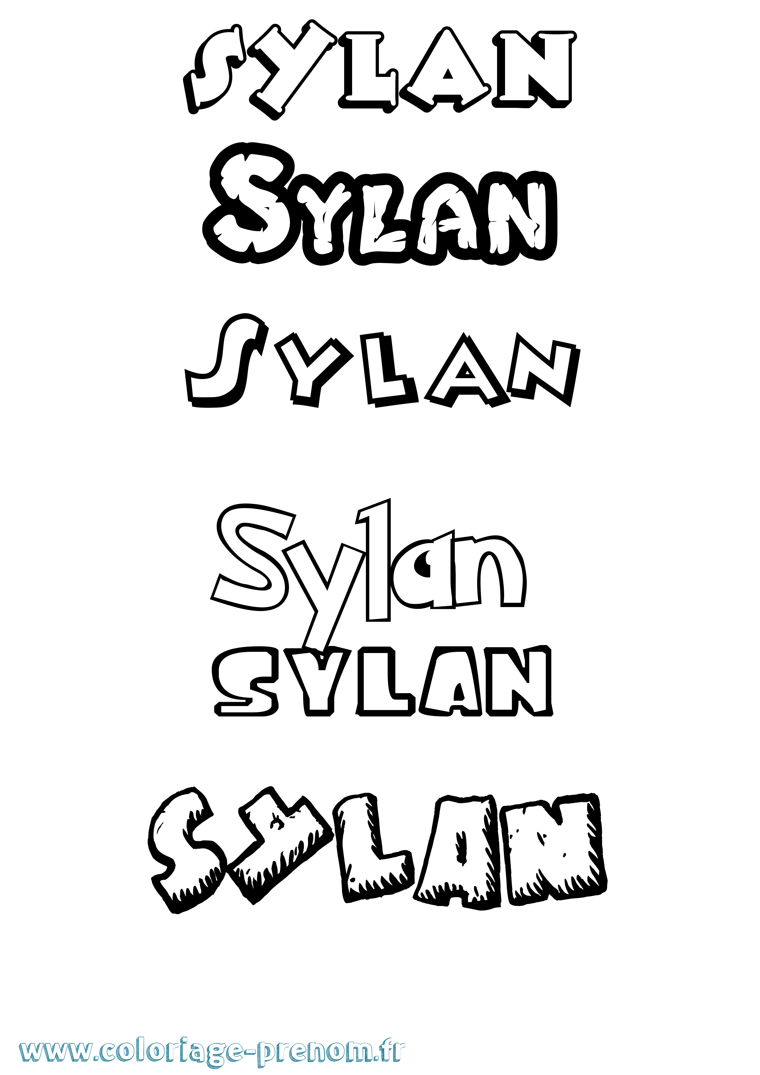 Coloriage Sylan Dessin Animé Coloriage prénom Sylan Dessin Animé