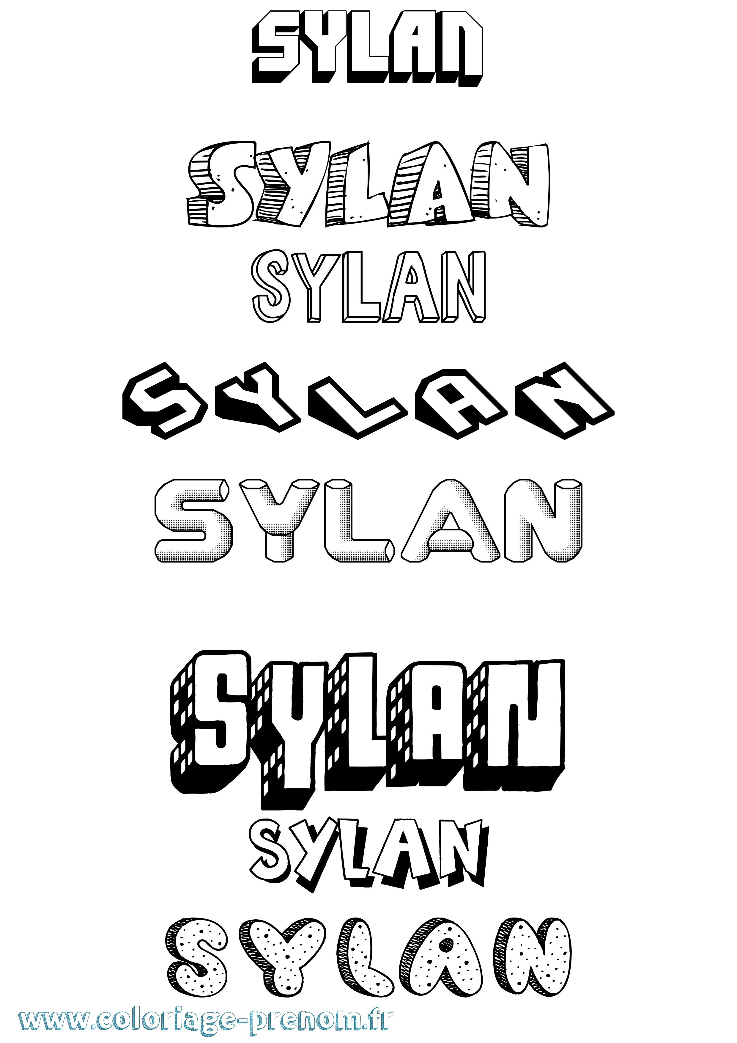 Coloriage Sylan Effet 3D Coloriage prénom Sylan Effet 3D