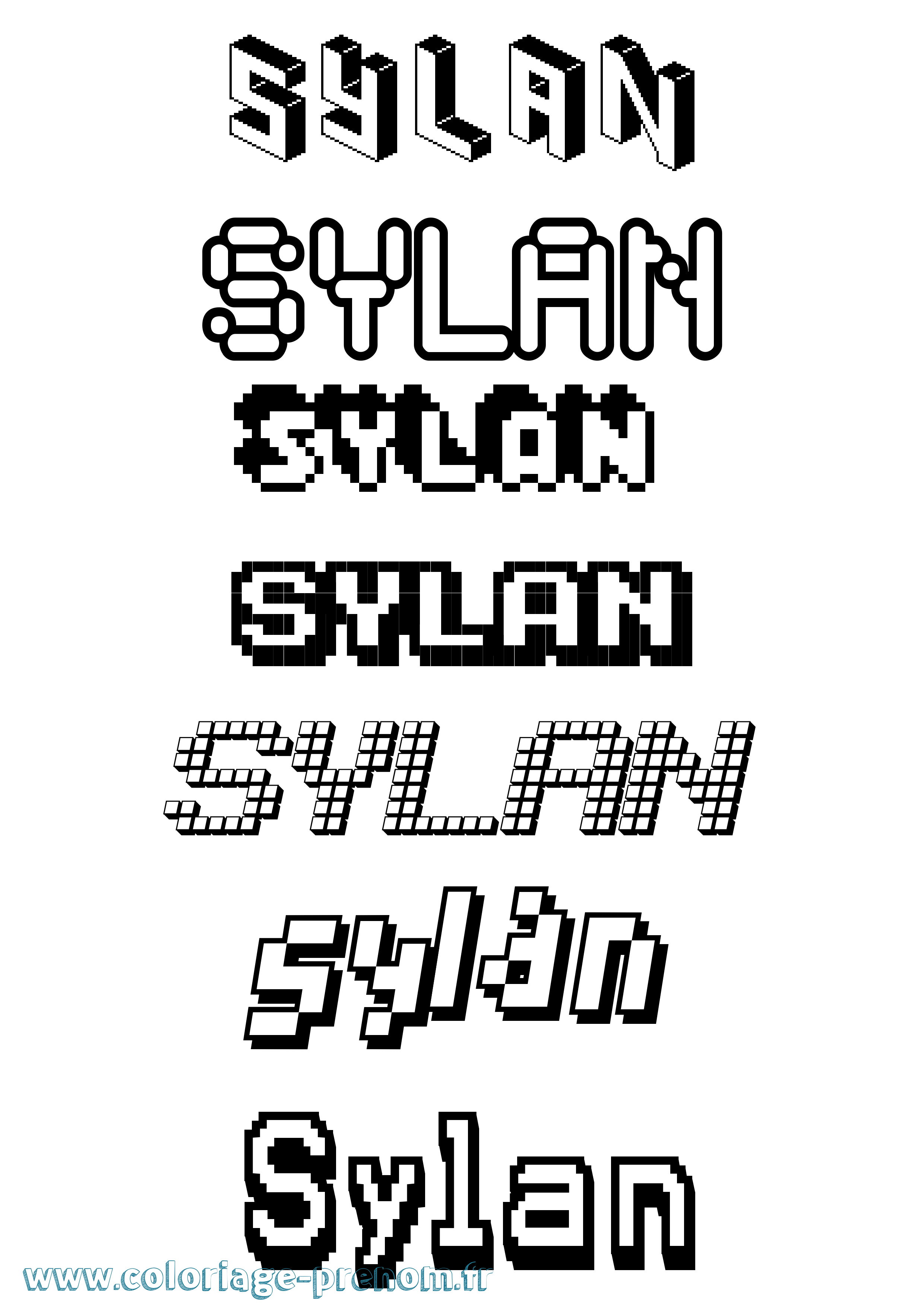 Coloriage Sylan Pixel Coloriage prénom Sylan Pixel