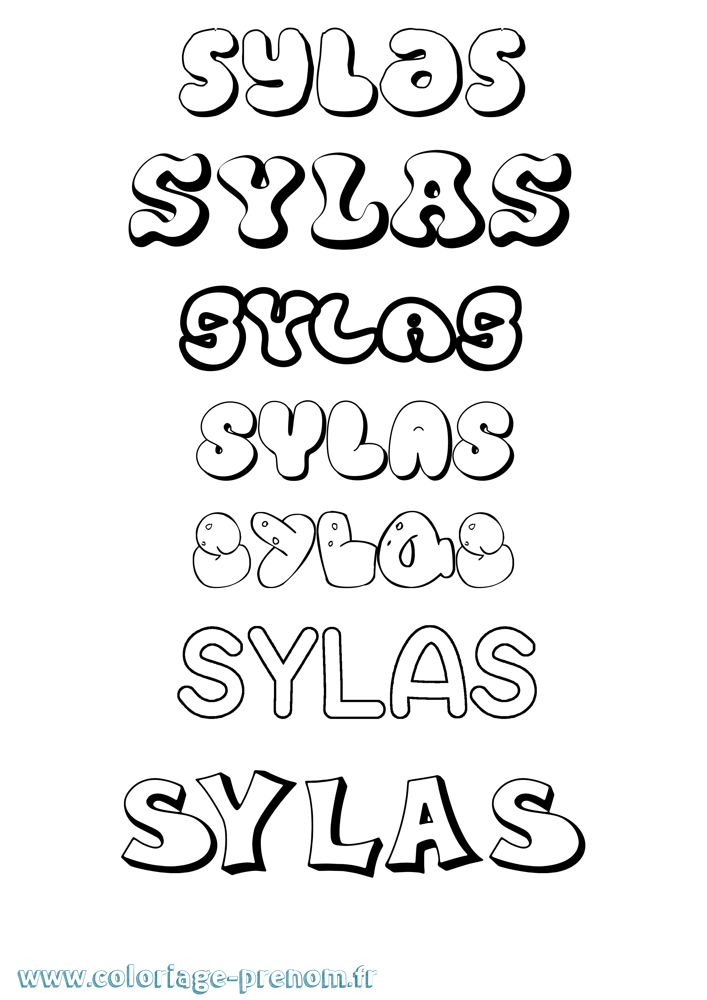 Coloriage Sylas Bubble Coloriage prénom Sylas Bubble