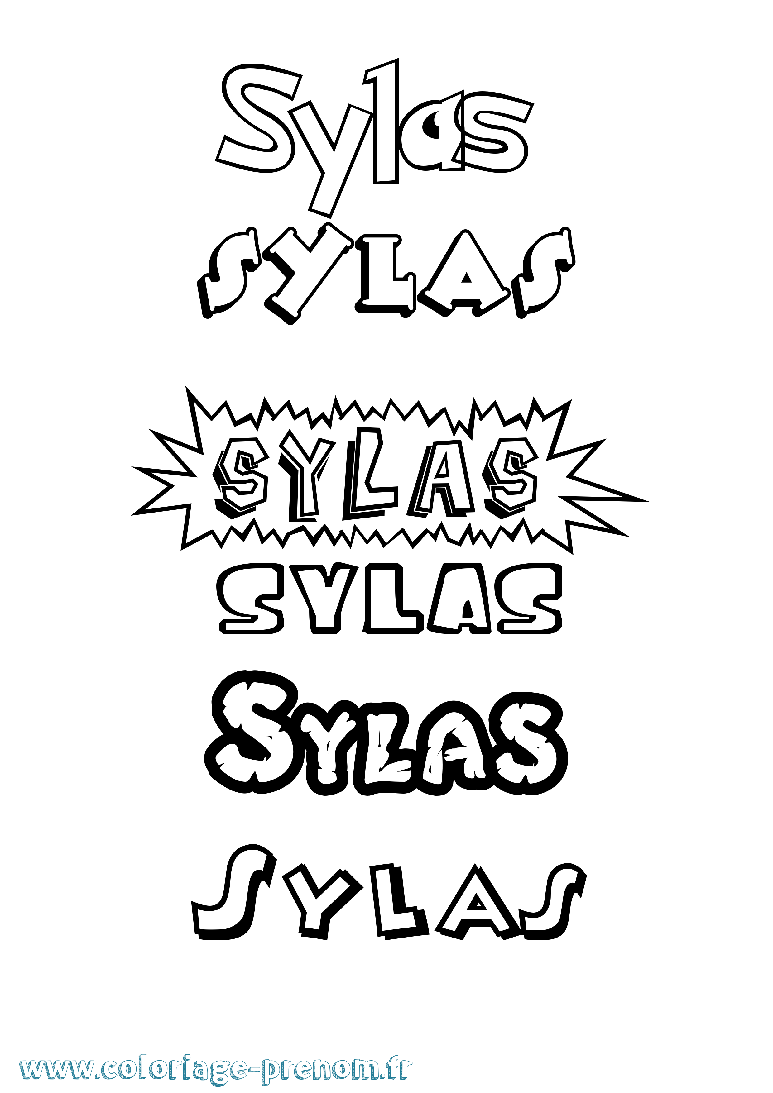 Coloriage Sylas Dessin Animé Coloriage prénom Sylas Dessin Animé