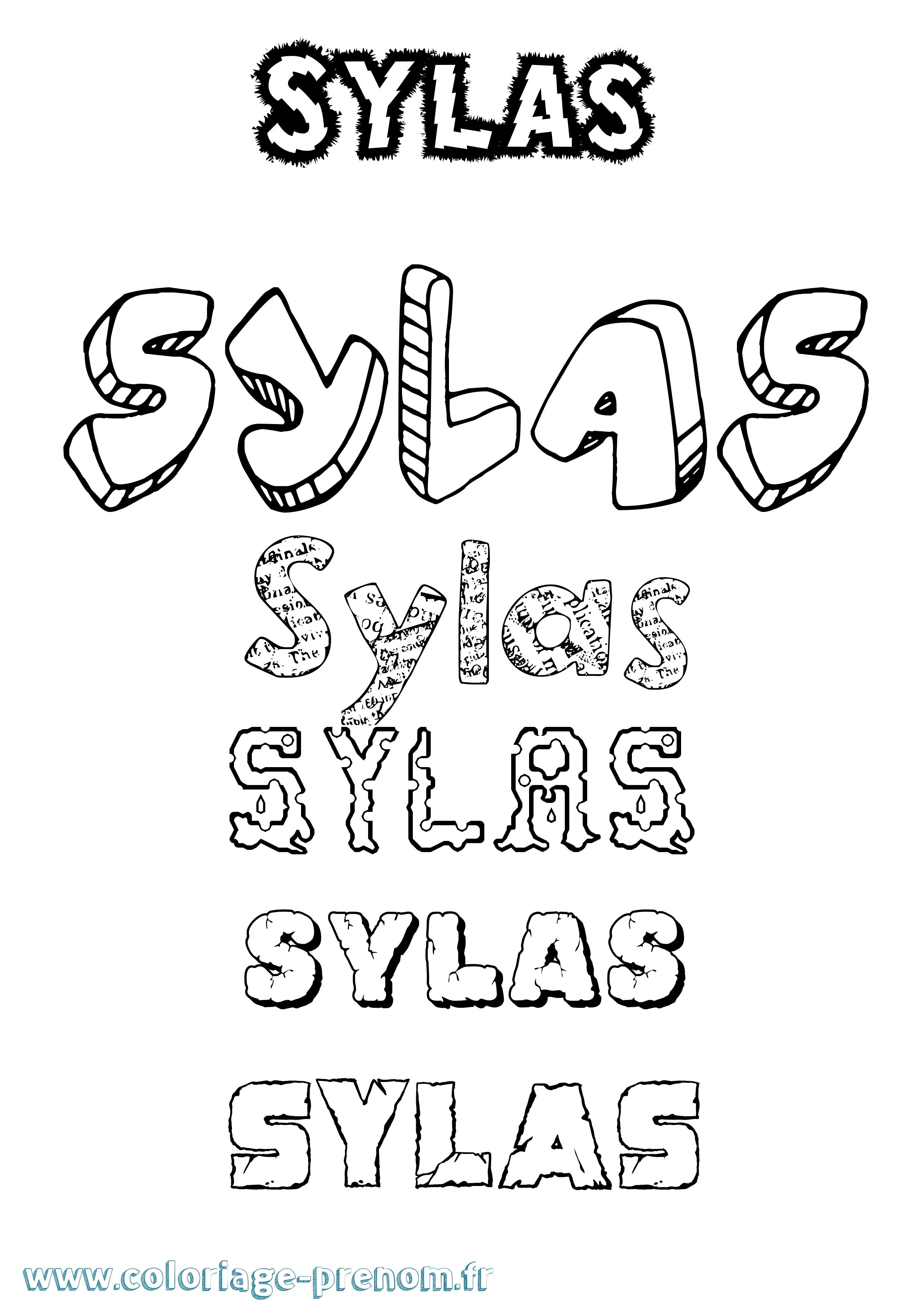 Coloriage Sylas Destructuré Coloriage prénom Sylas Destructuré