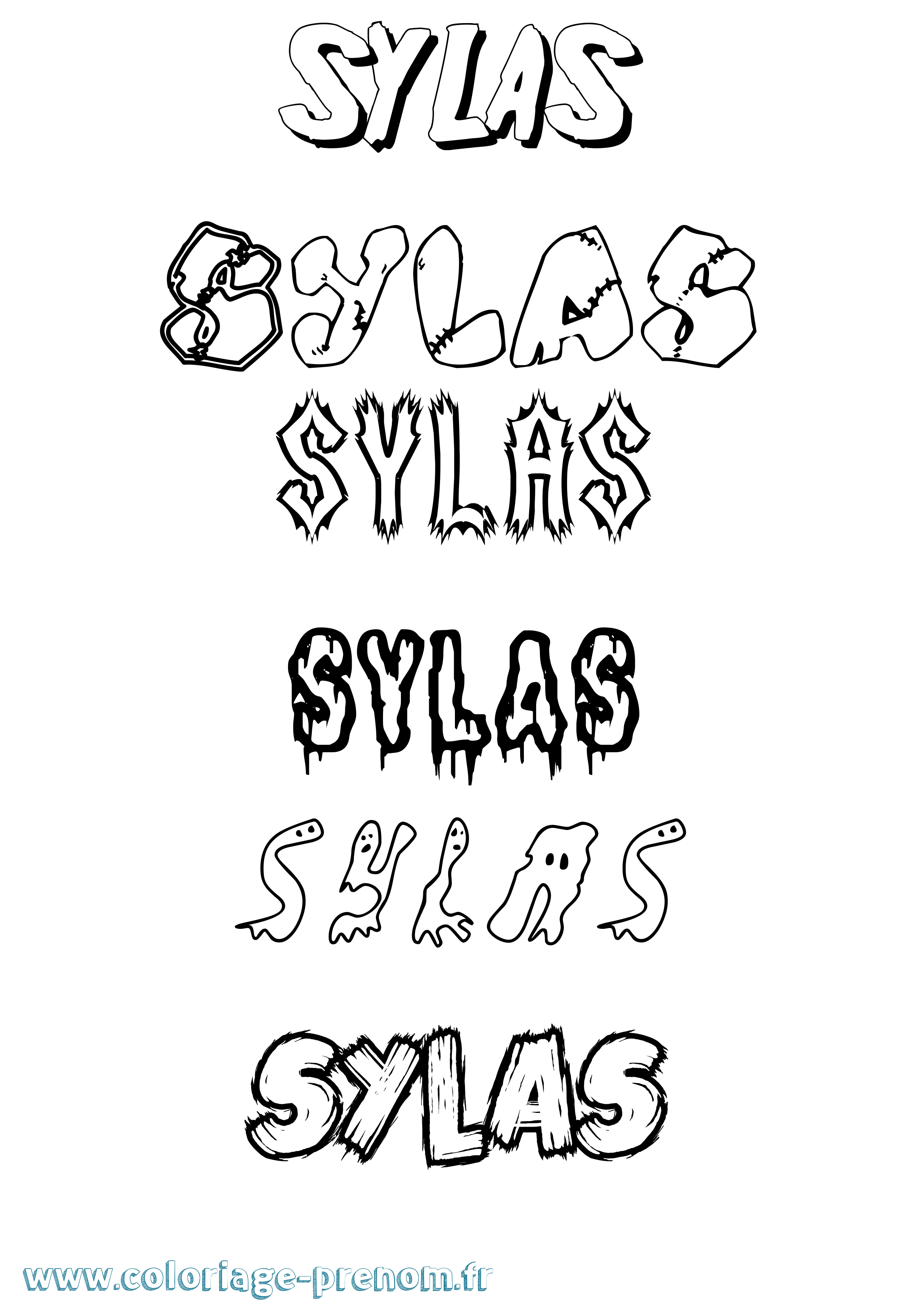 Coloriage Sylas Frisson Coloriage prénom Sylas Frisson