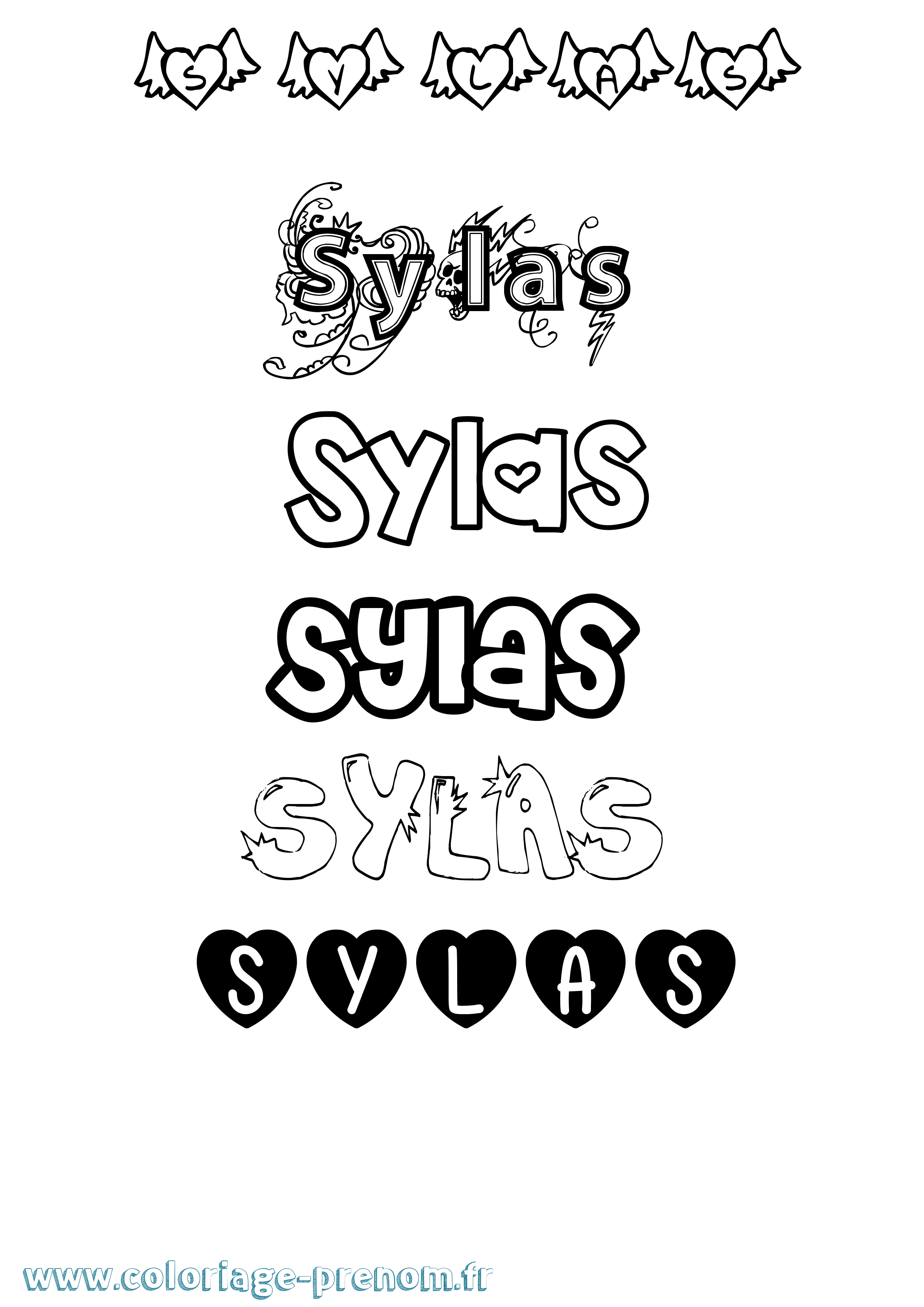 Coloriage Sylas Girly Coloriage prénom Sylas Girly