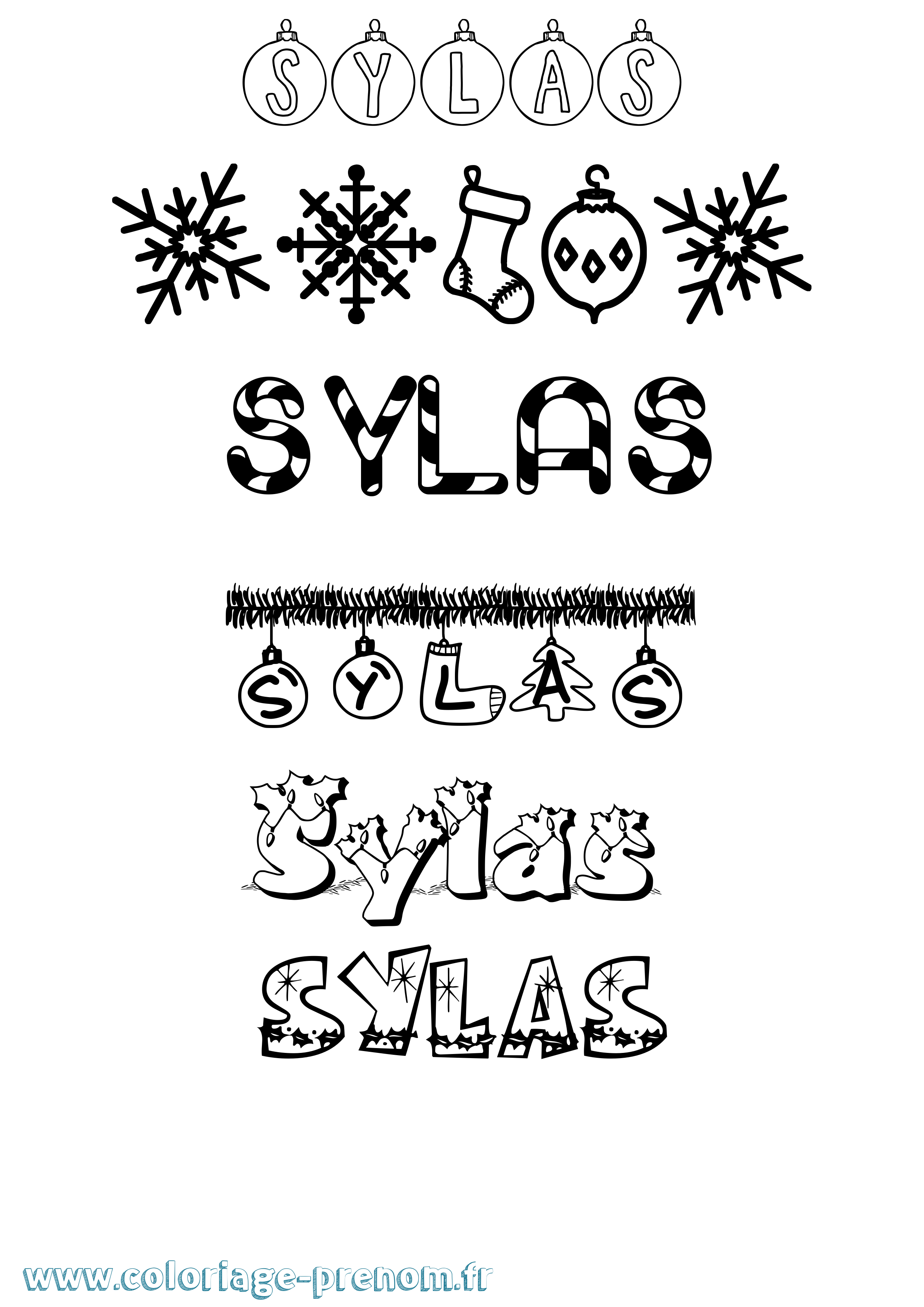 Coloriage Sylas Noël Coloriage prénom Sylas Noël