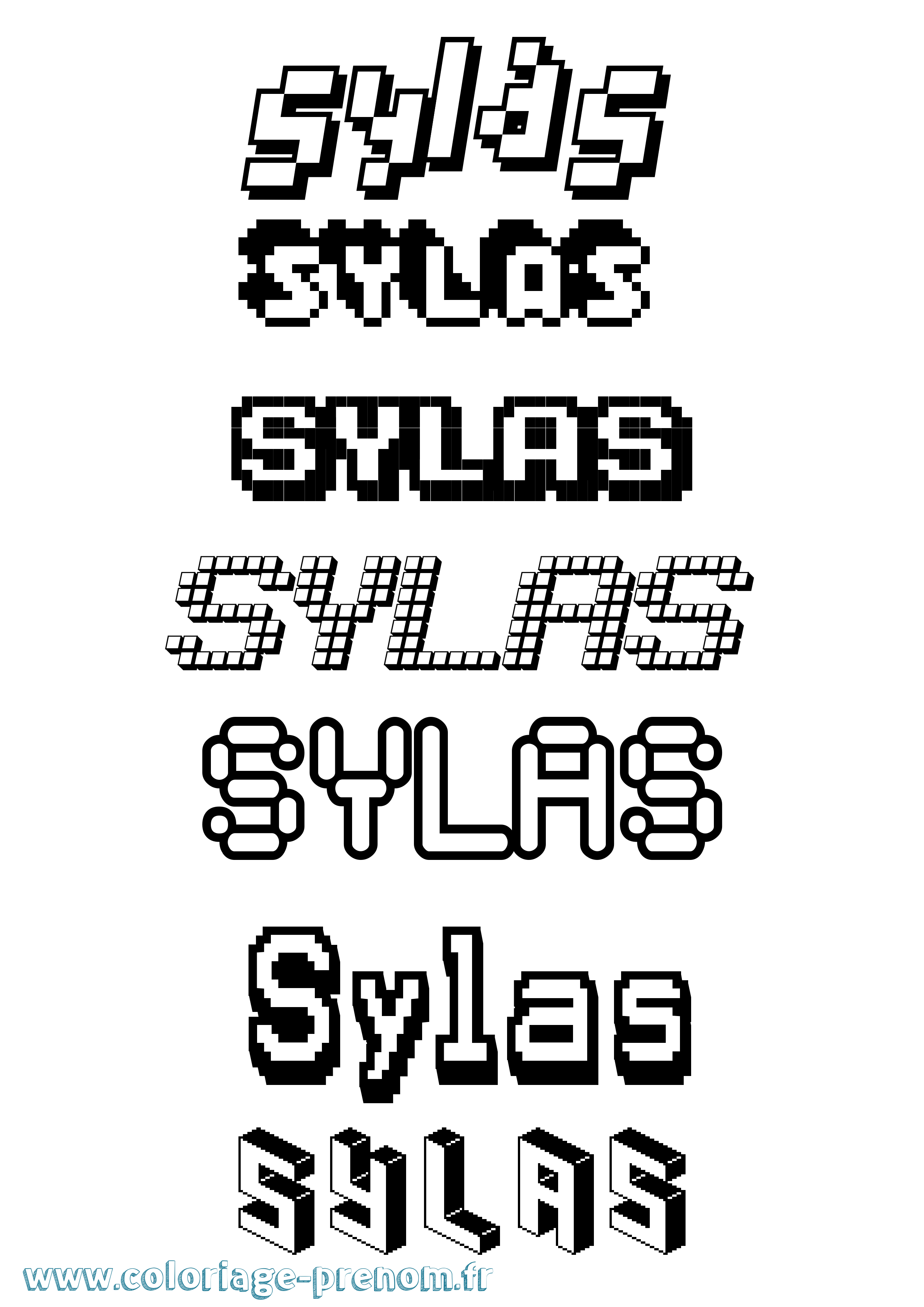 Coloriage Sylas Pixel Coloriage prénom Sylas Pixel