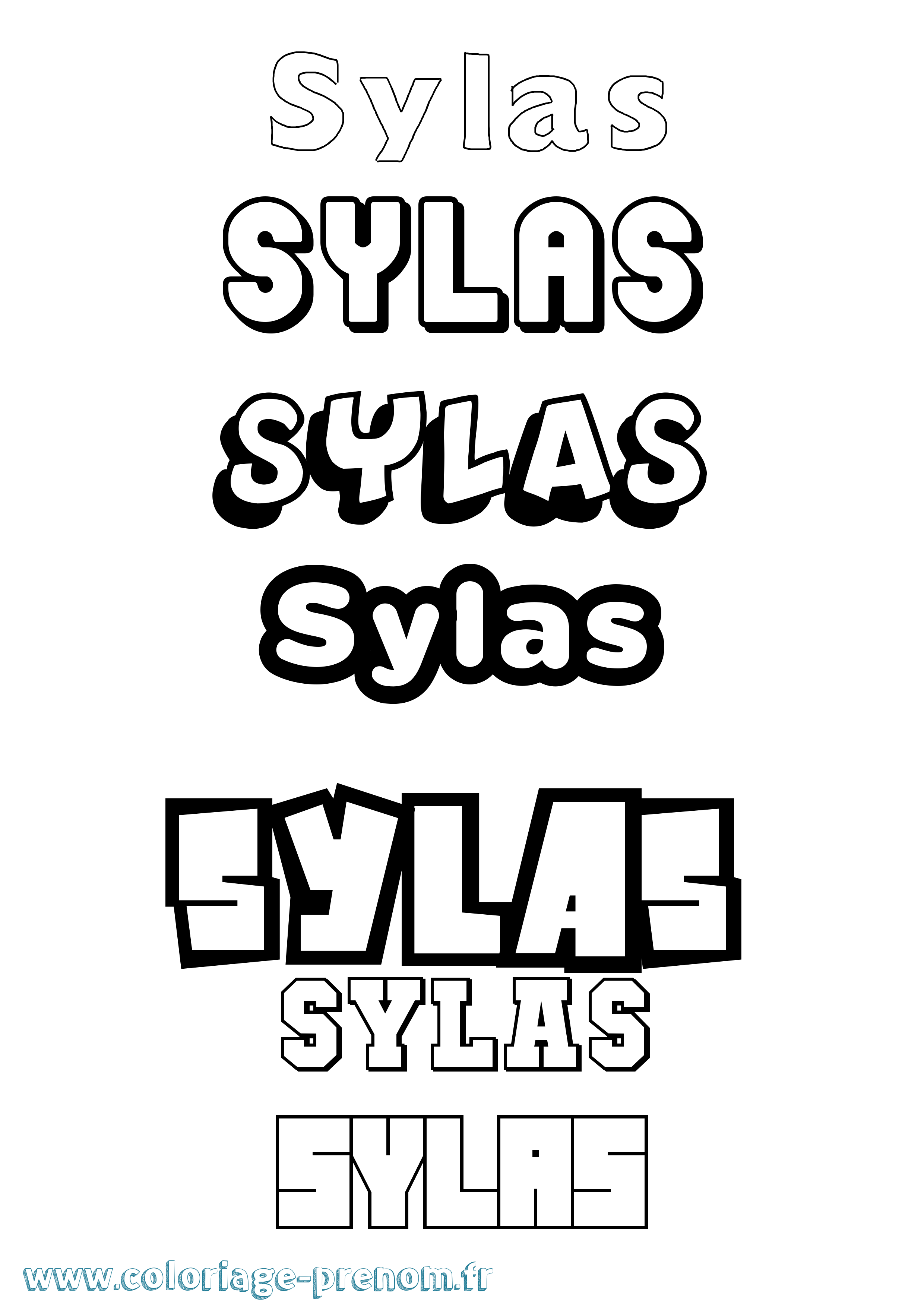 Coloriage Sylas Simple Coloriage prénom Sylas Simple