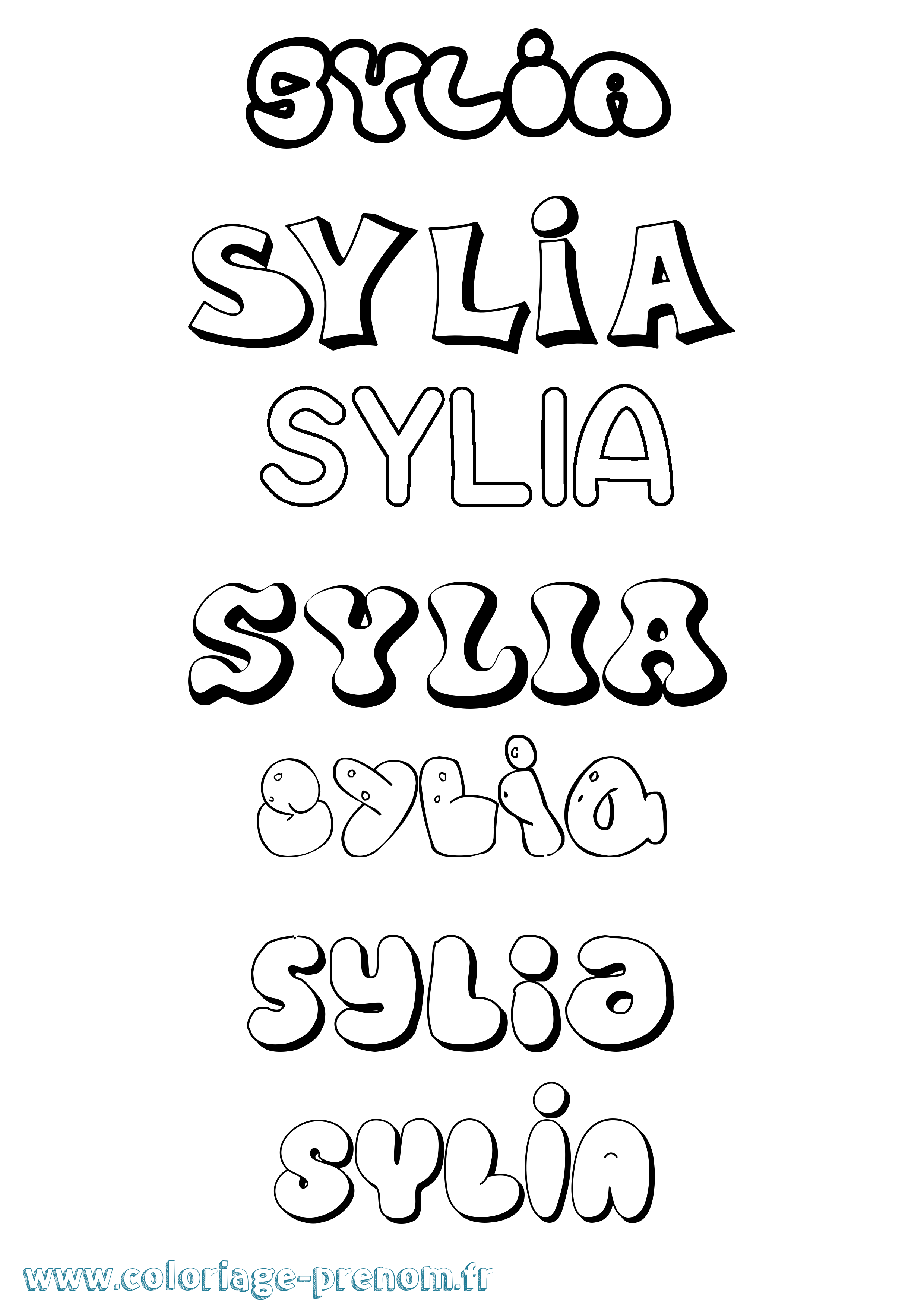Coloriage Sylia Bubble Coloriage prénom Sylia Bubble