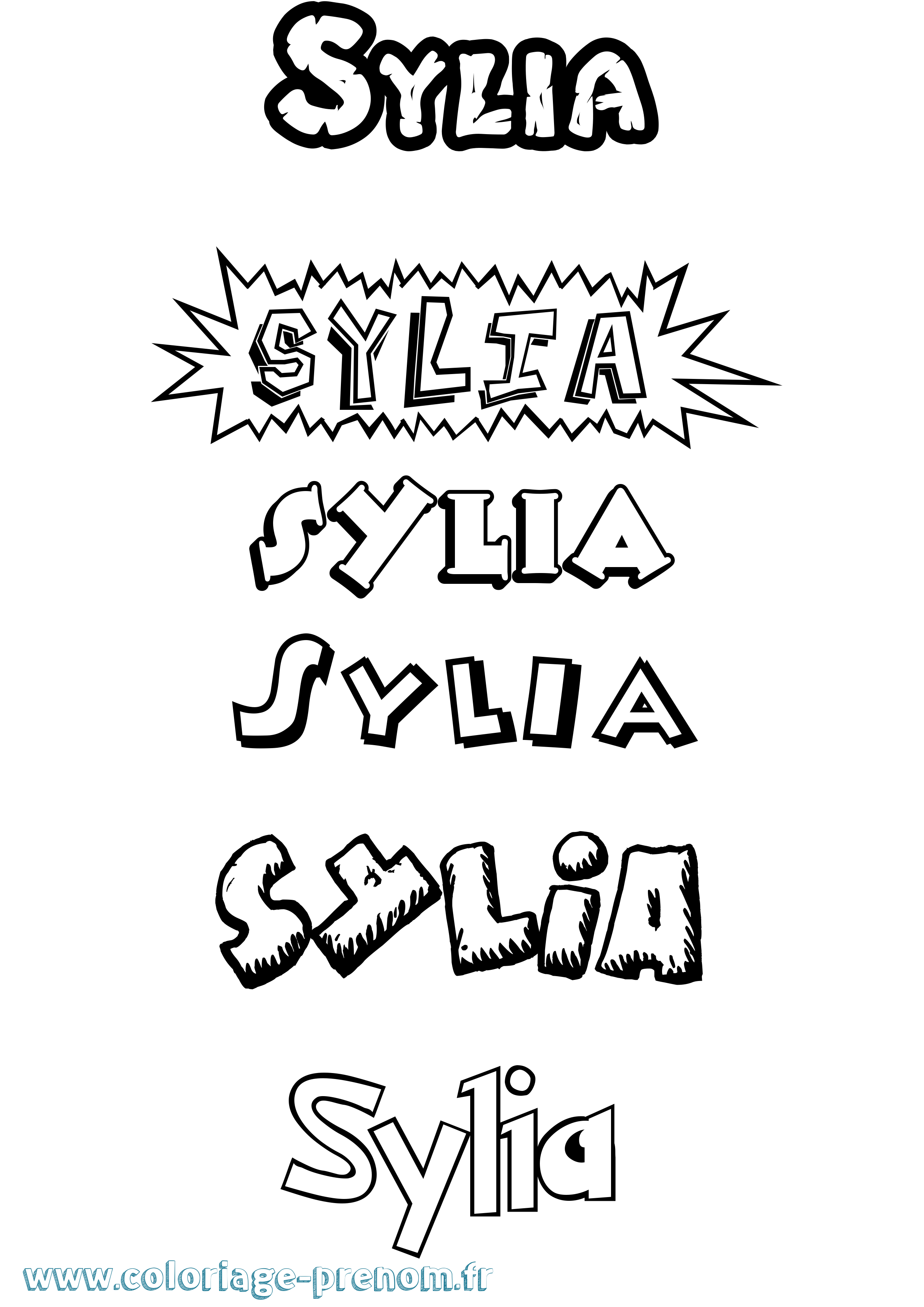 Coloriage Sylia Dessin Animé Coloriage prénom Sylia Dessin Animé