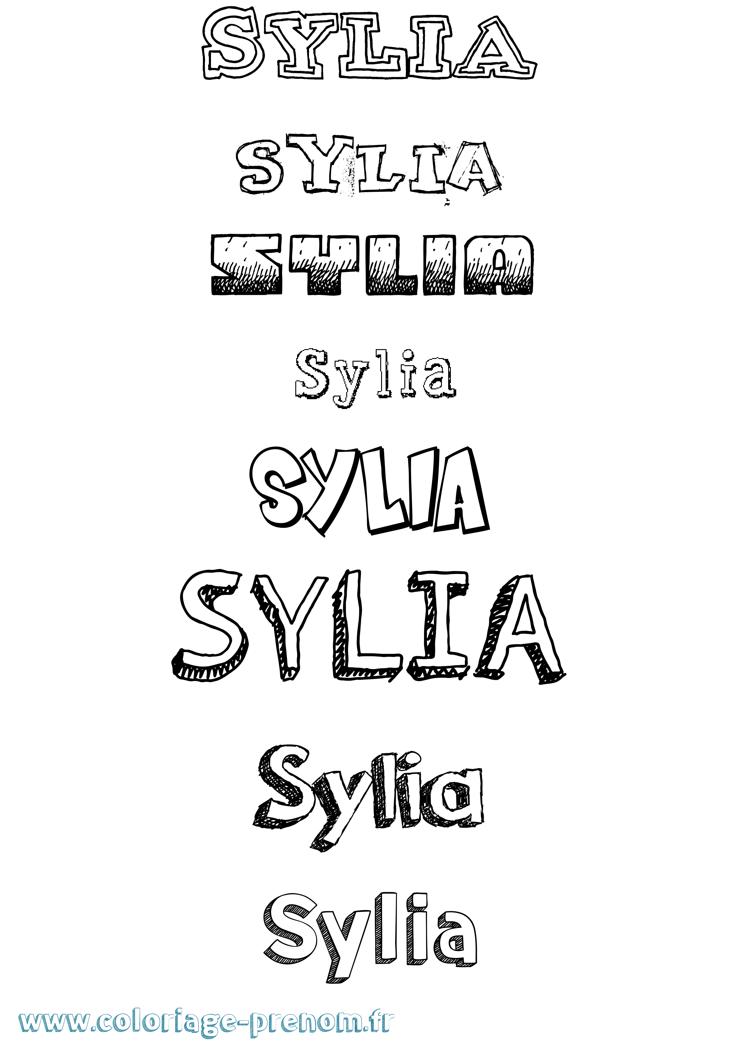 Coloriage Sylia Dessiné Coloriage prénom Sylia Dessiné