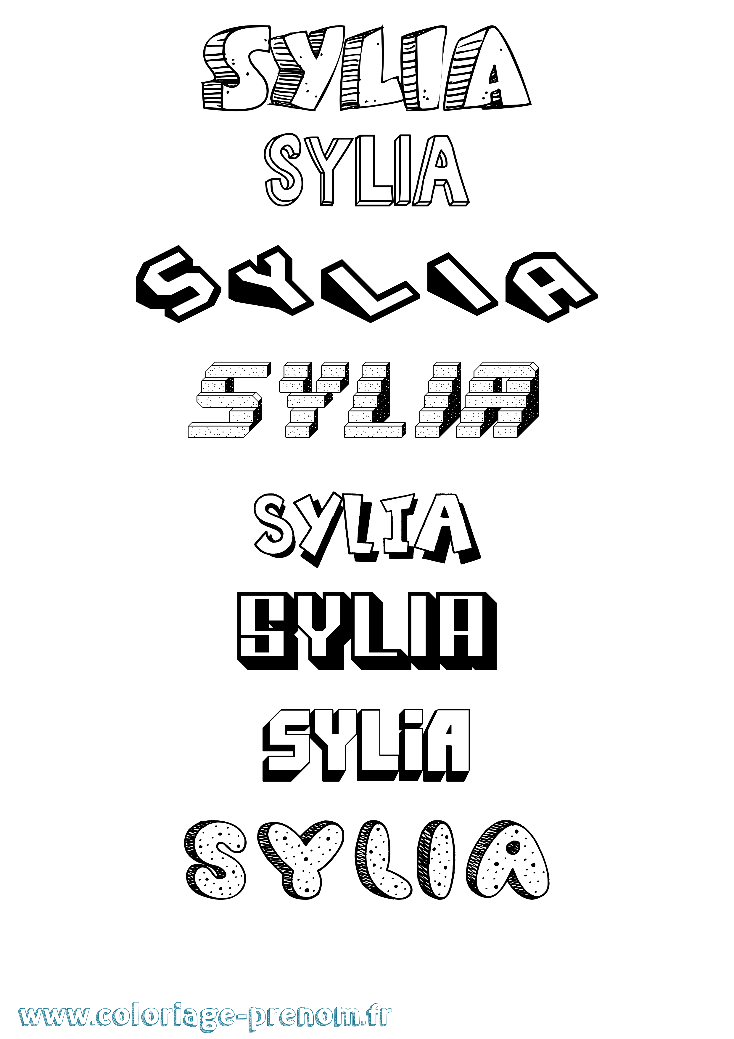 Coloriage Sylia Effet 3D Coloriage prénom Sylia Effet 3D