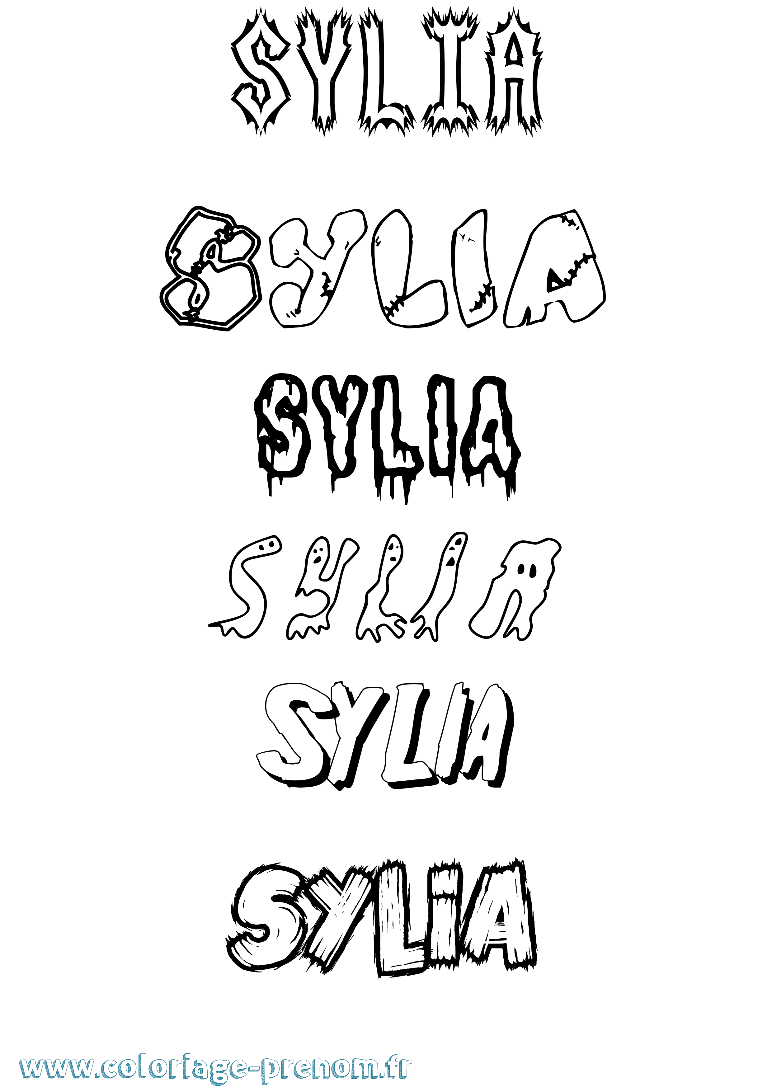 Coloriage Sylia Frisson Coloriage prénom Sylia Frisson