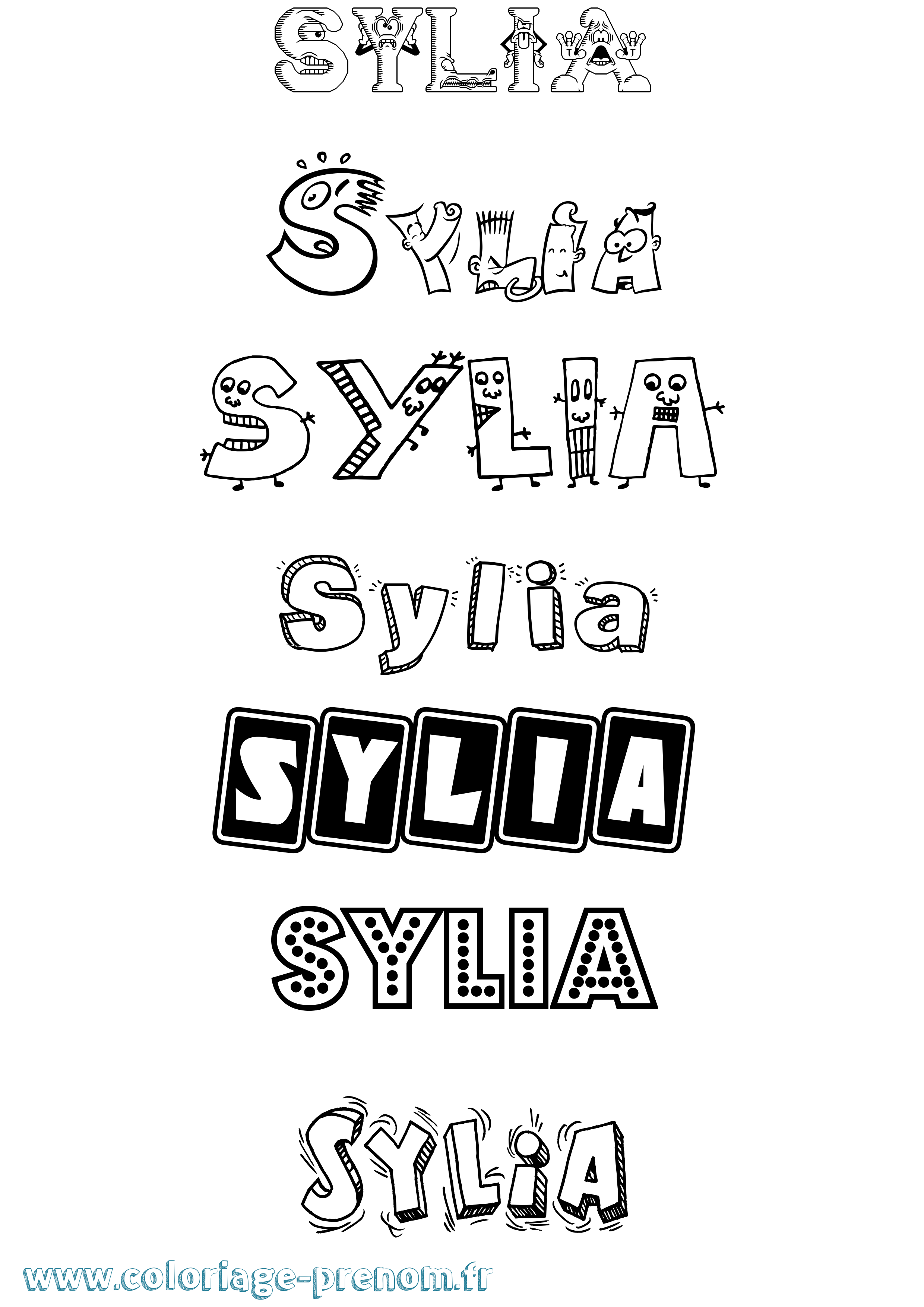 Coloriage Sylia Fun Coloriage prénom Sylia Fun