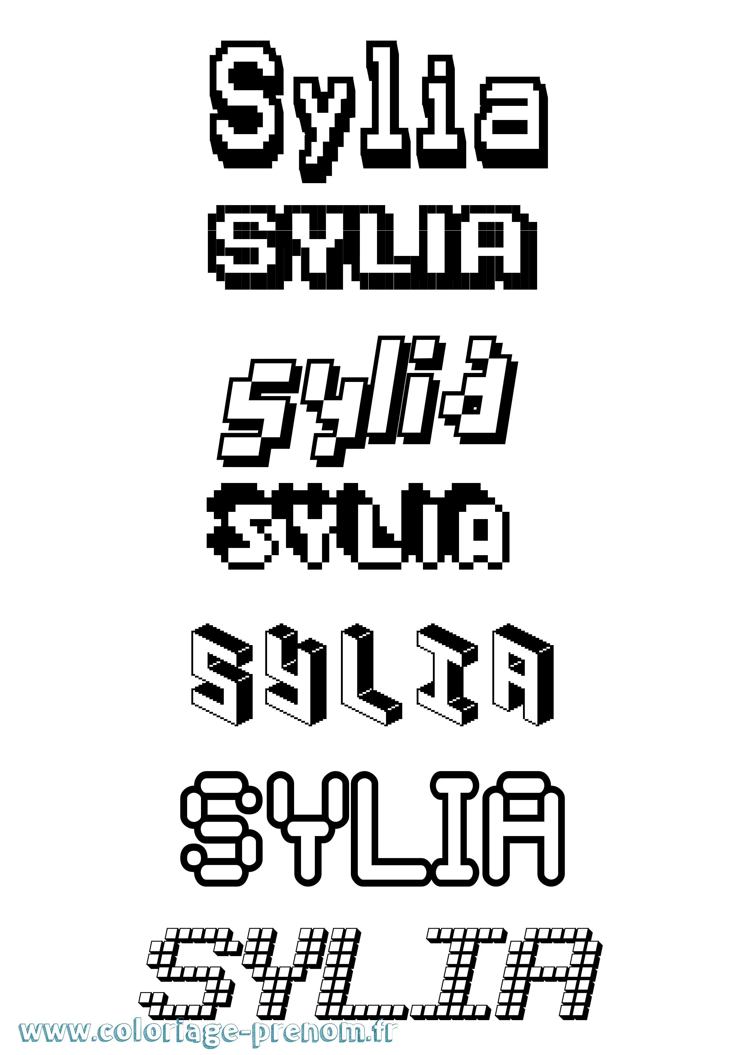 Coloriage Sylia Pixel Coloriage prénom Sylia Pixel