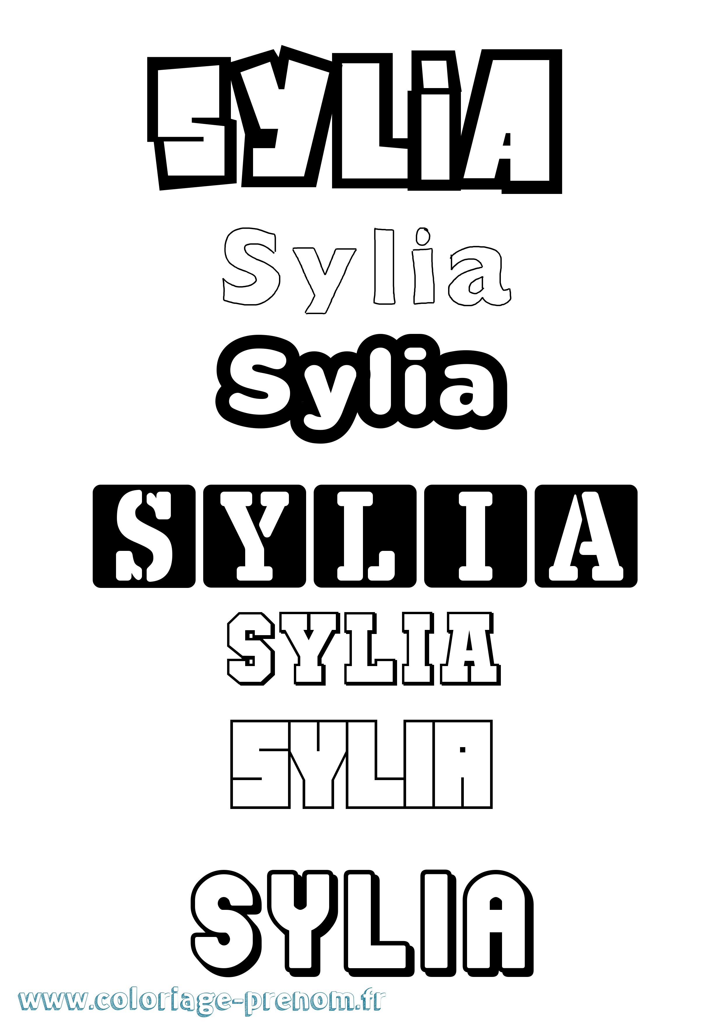 Coloriage Sylia Simple Coloriage prénom Sylia Simple