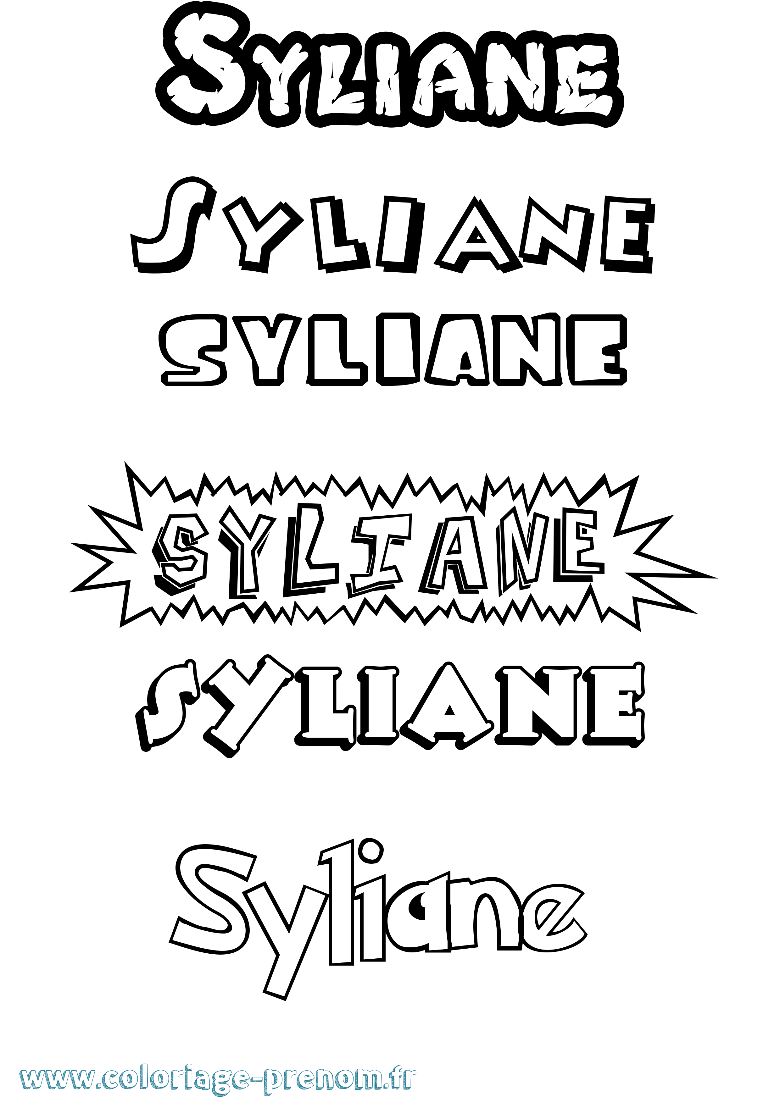 Coloriage Syliane Dessin Animé Coloriage prénom Syliane Dessin Animé