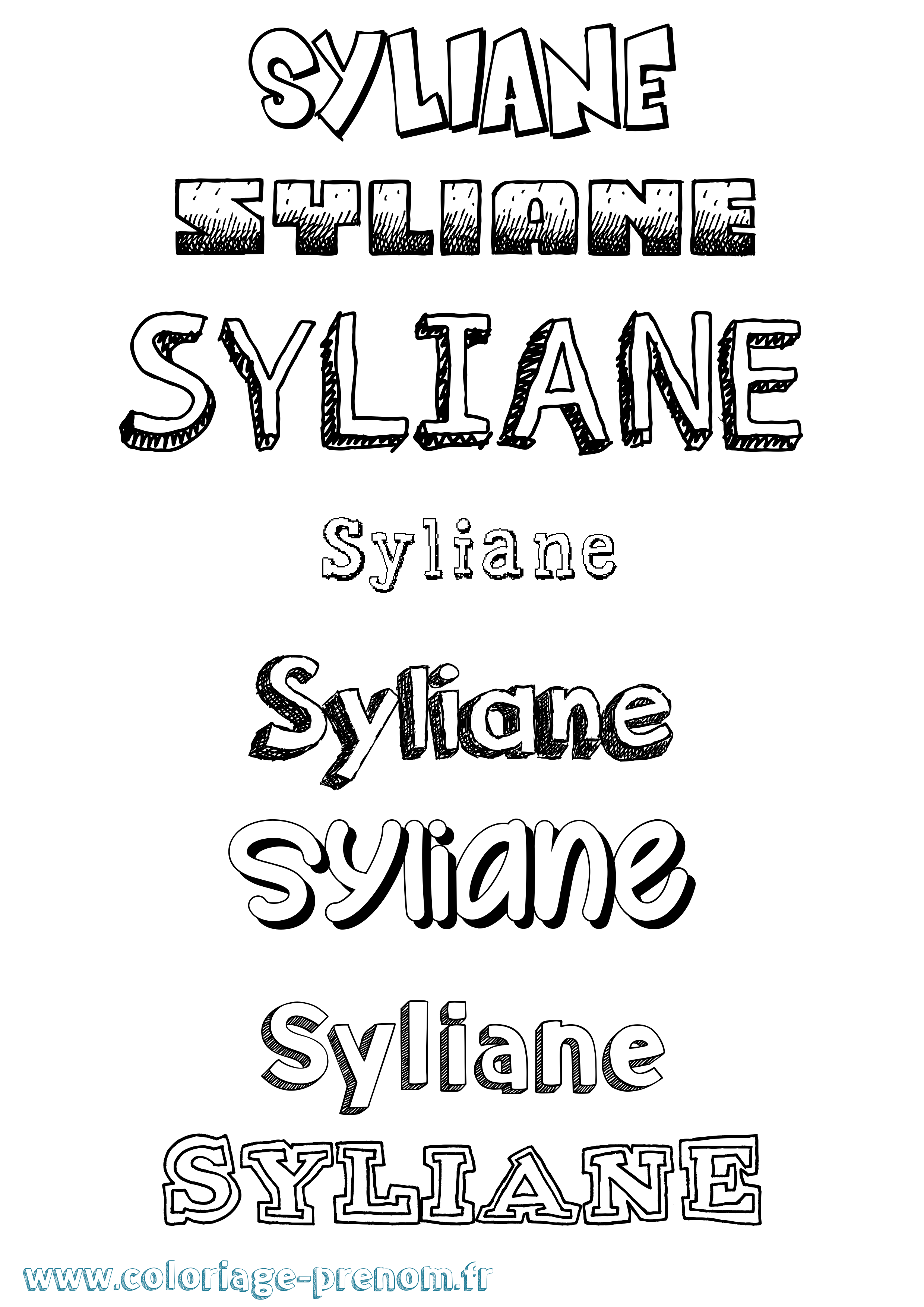 Coloriage Syliane Dessiné Coloriage prénom Syliane Dessiné