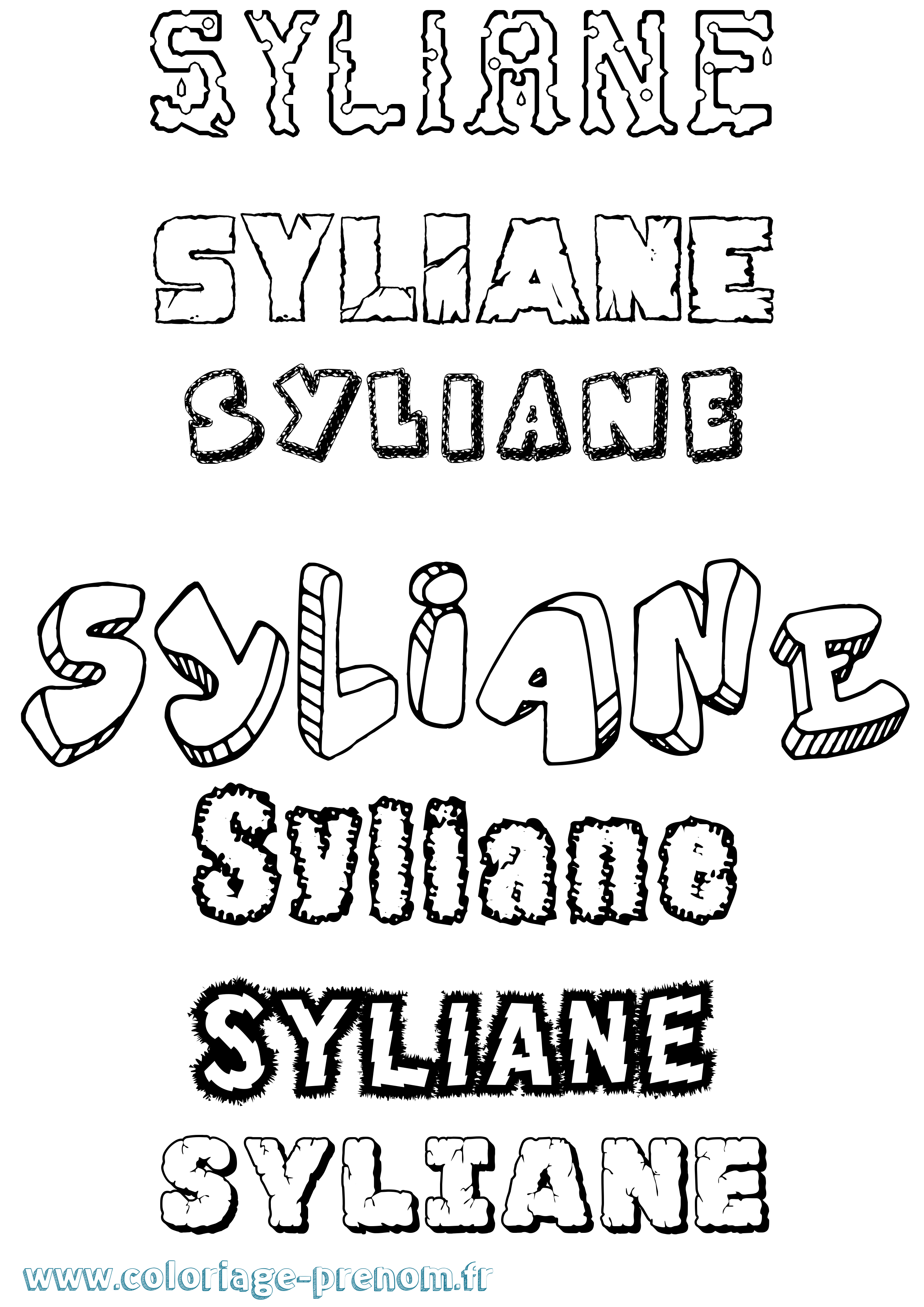 Coloriage Syliane Destructuré Coloriage prénom Syliane Destructuré