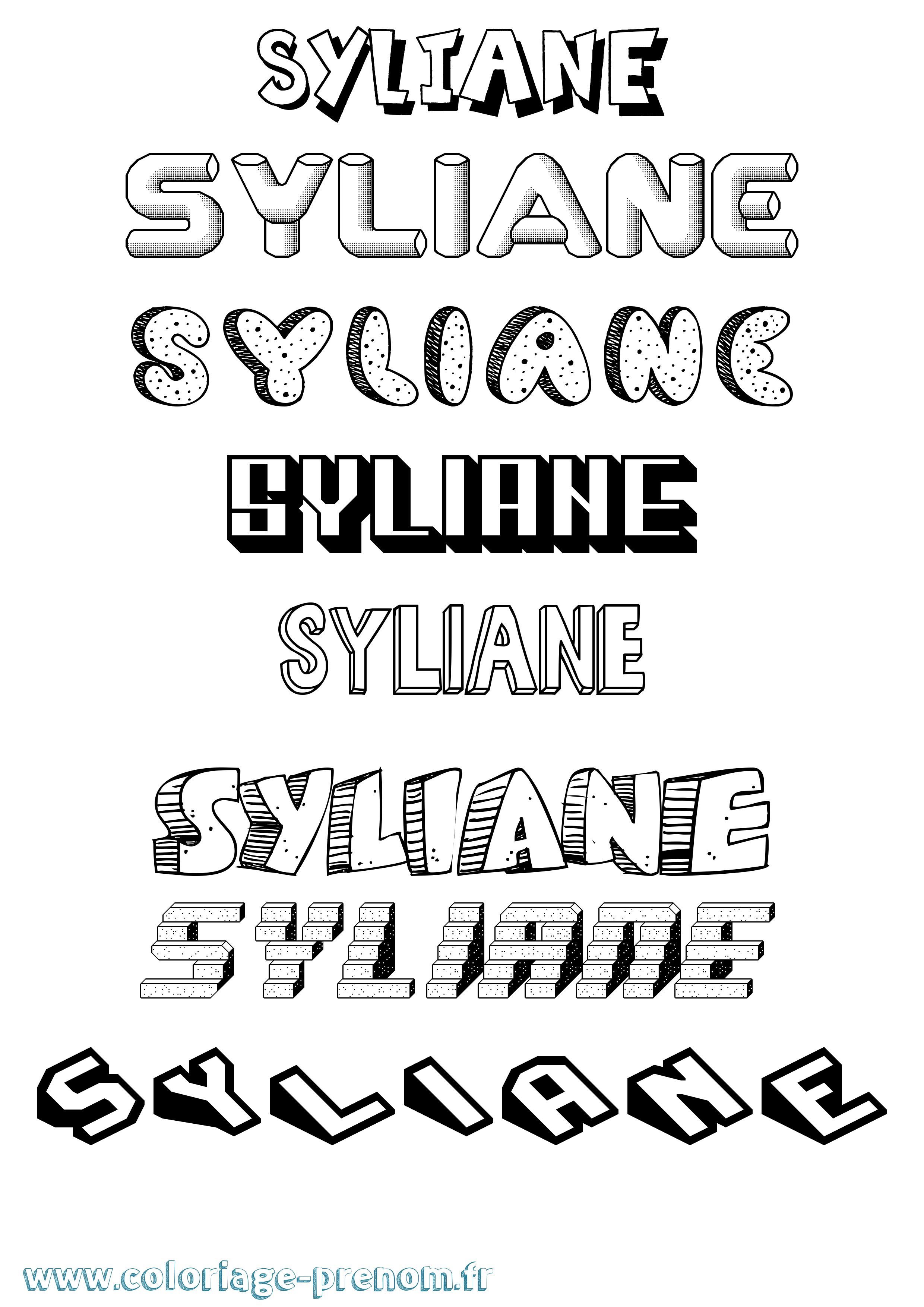 Coloriage Syliane Effet 3D Coloriage prénom Syliane Effet 3D