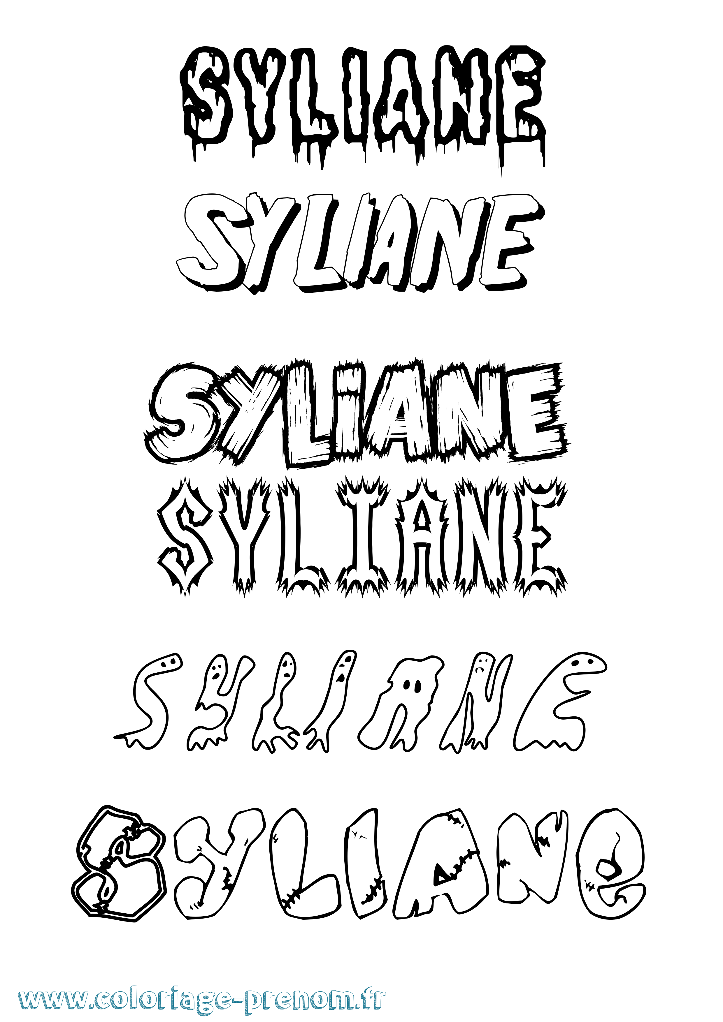 Coloriage Syliane Frisson Coloriage prénom Syliane Frisson