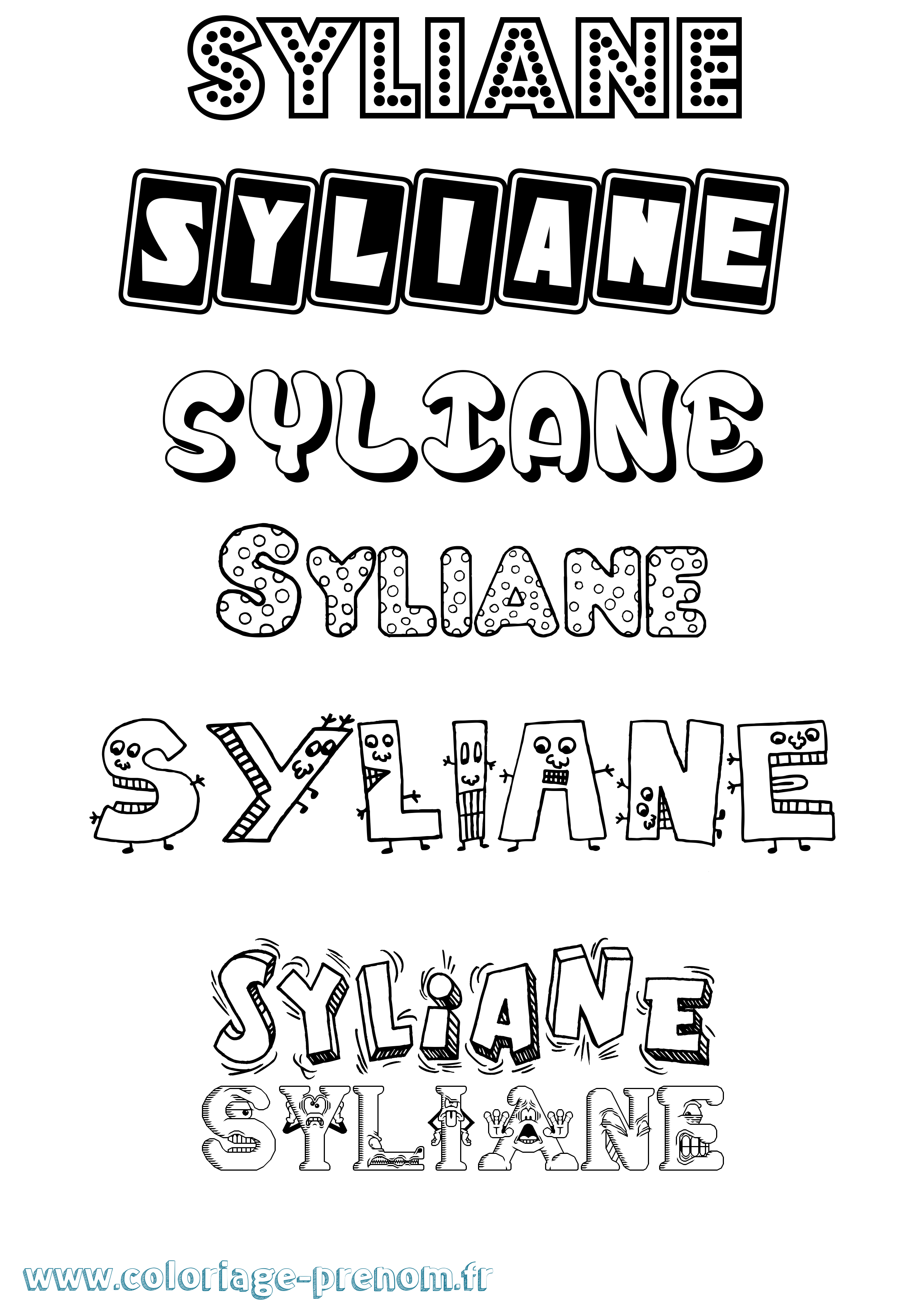 Coloriage Syliane Fun Coloriage prénom Syliane Fun