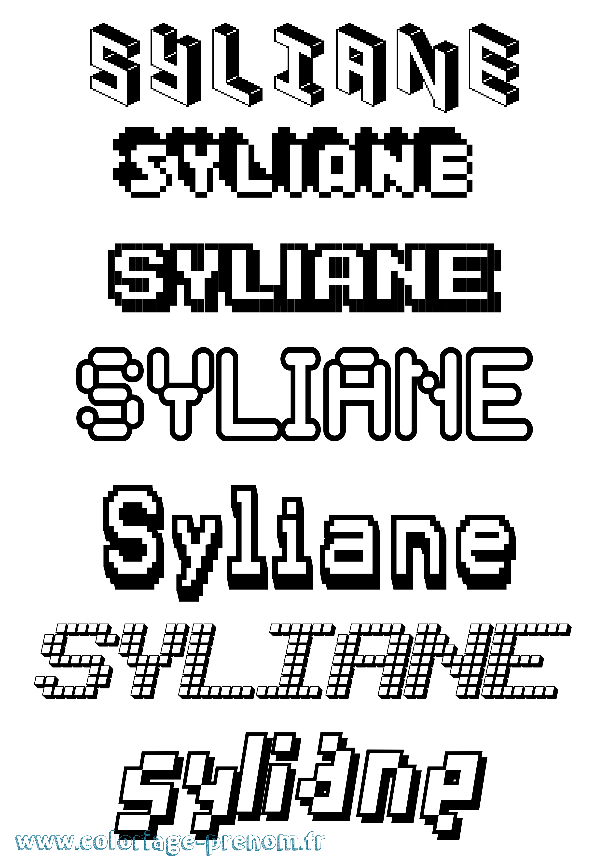 Coloriage Syliane Pixel Coloriage prénom Syliane Pixel