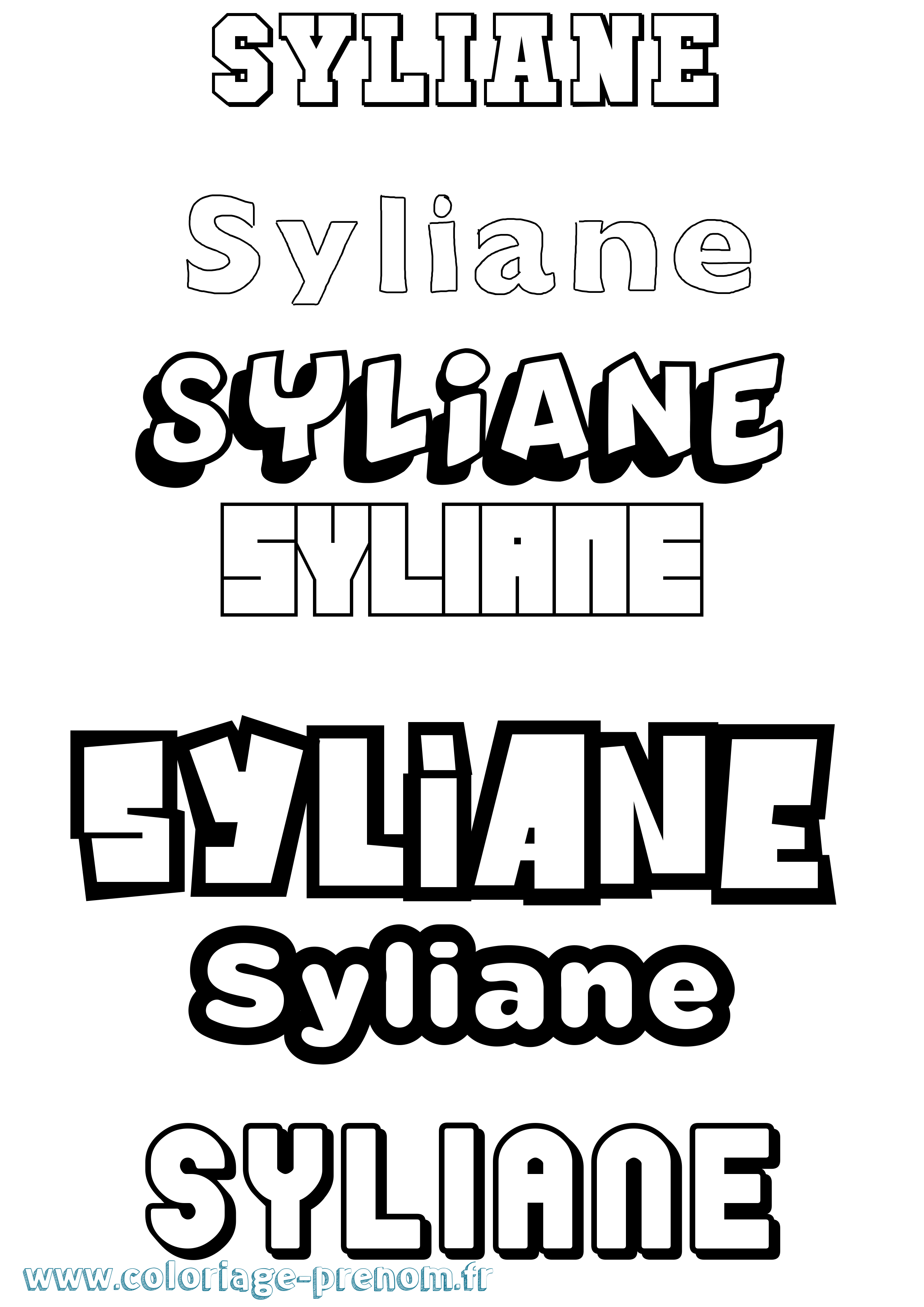 Coloriage Syliane Simple Coloriage prénom Syliane Simple
