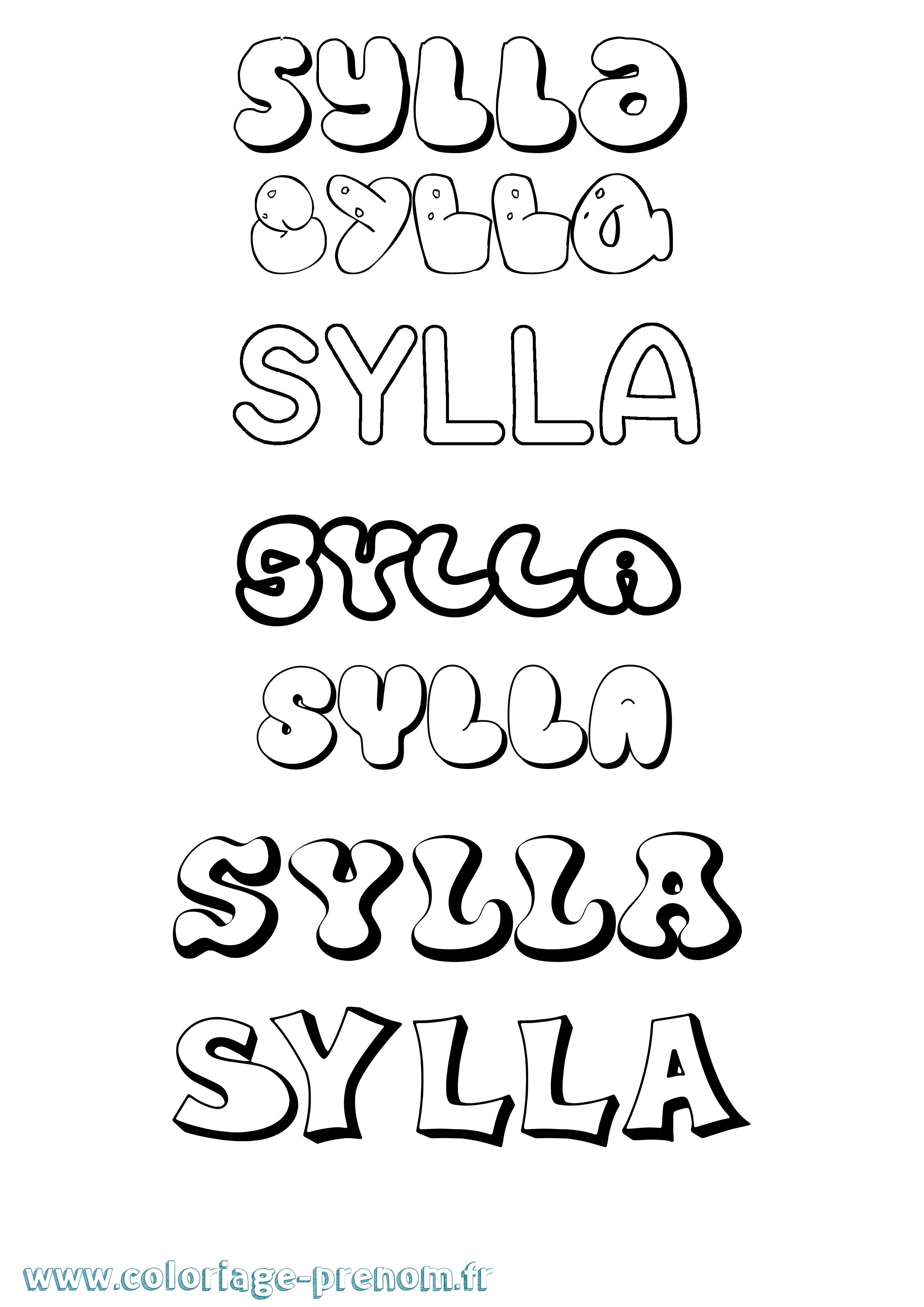 Coloriage Sylla Bubble Coloriage prénom Sylla Bubble