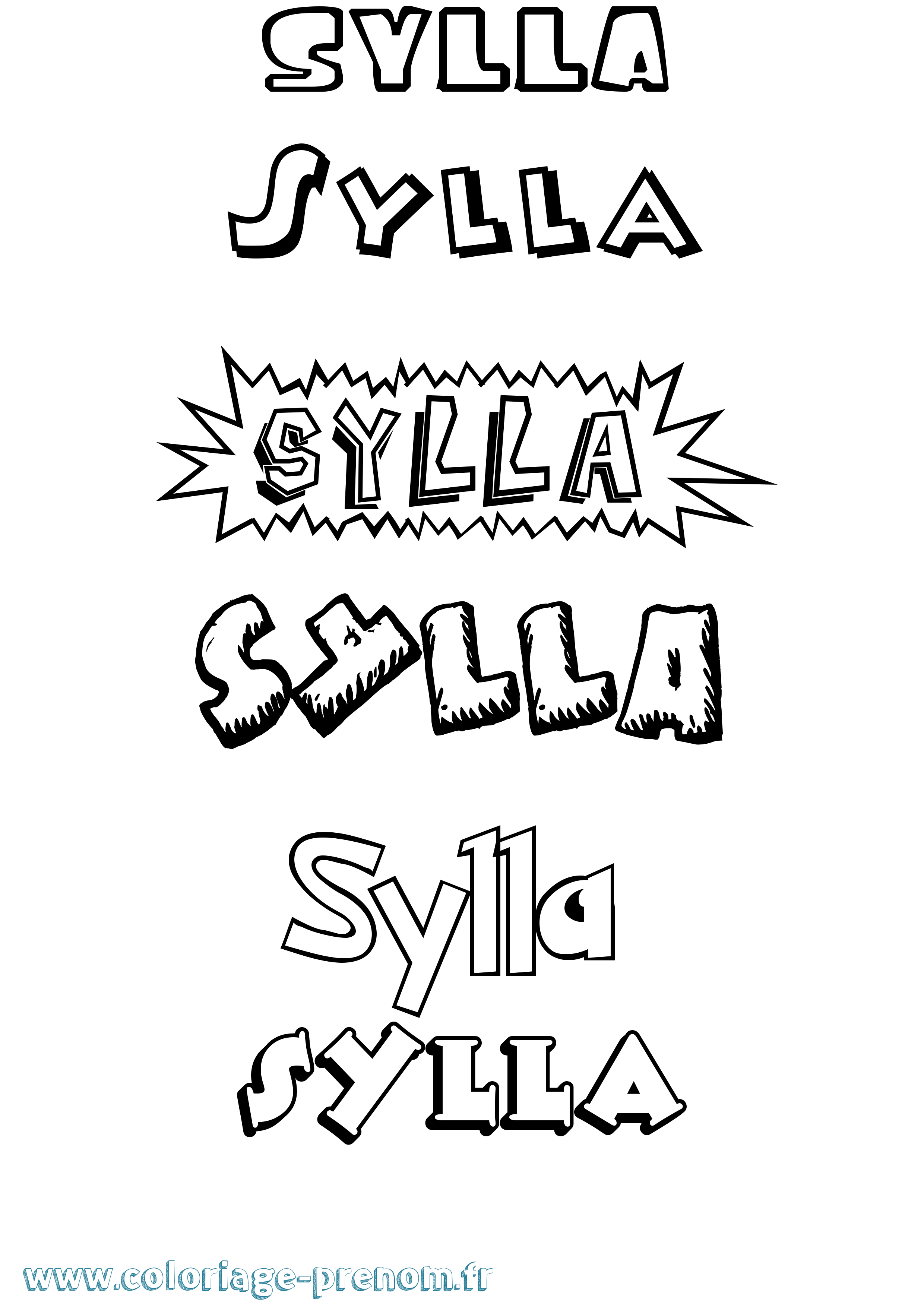 Coloriage Sylla Dessin Animé Coloriage prénom Sylla Dessin Animé