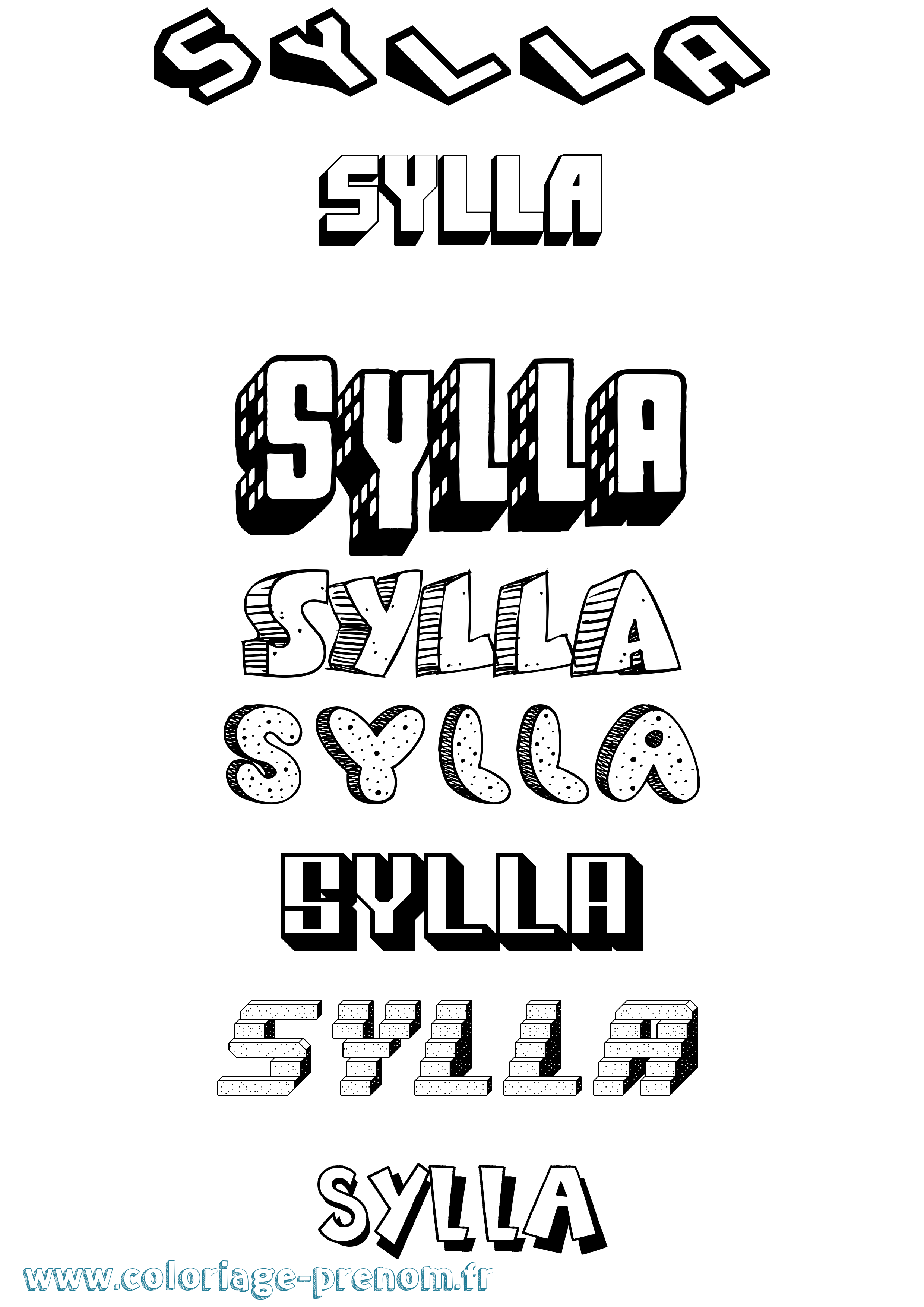 Coloriage Sylla Effet 3D Coloriage prénom Sylla Effet 3D