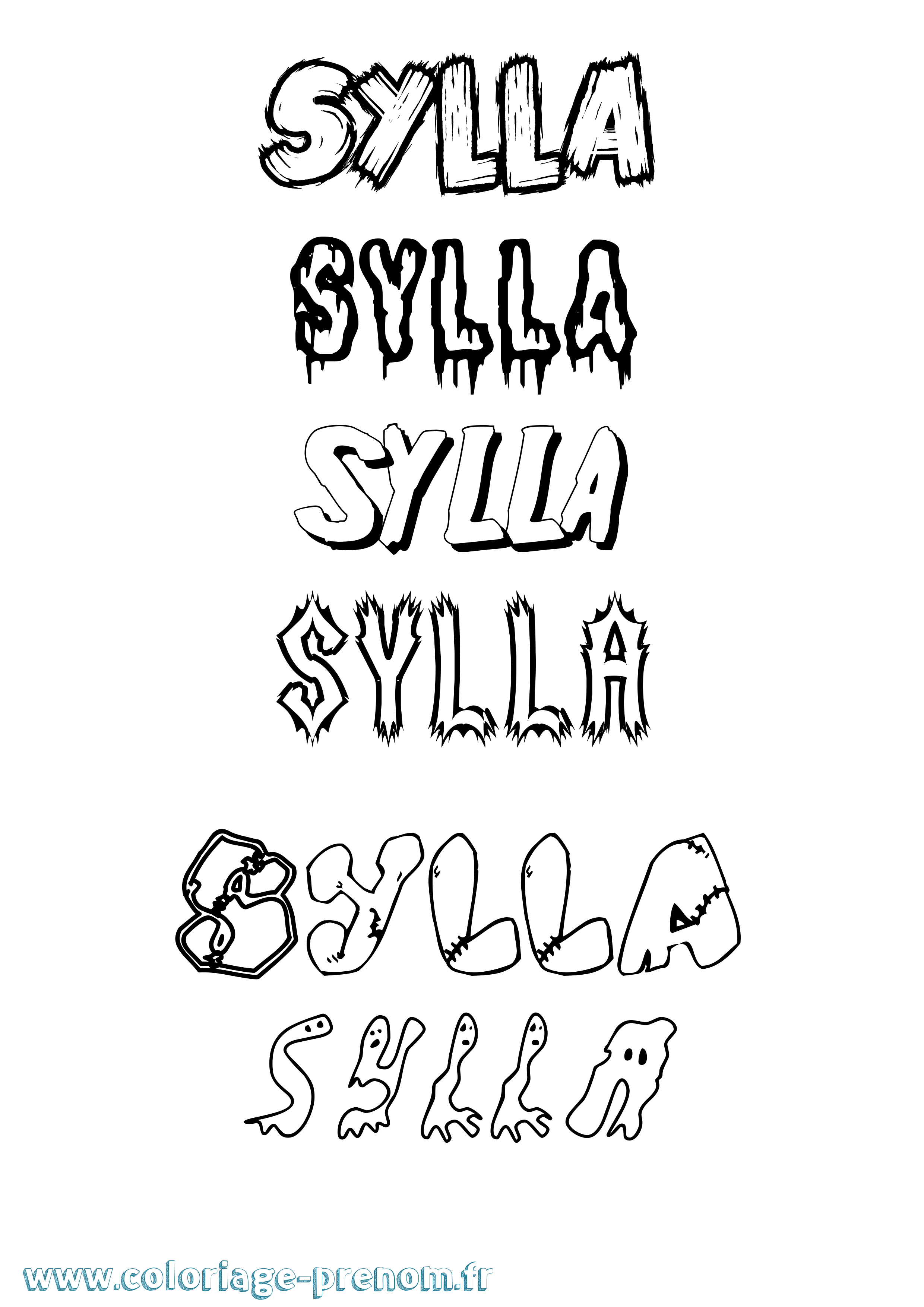 Coloriage Sylla Frisson Coloriage prénom Sylla Frisson