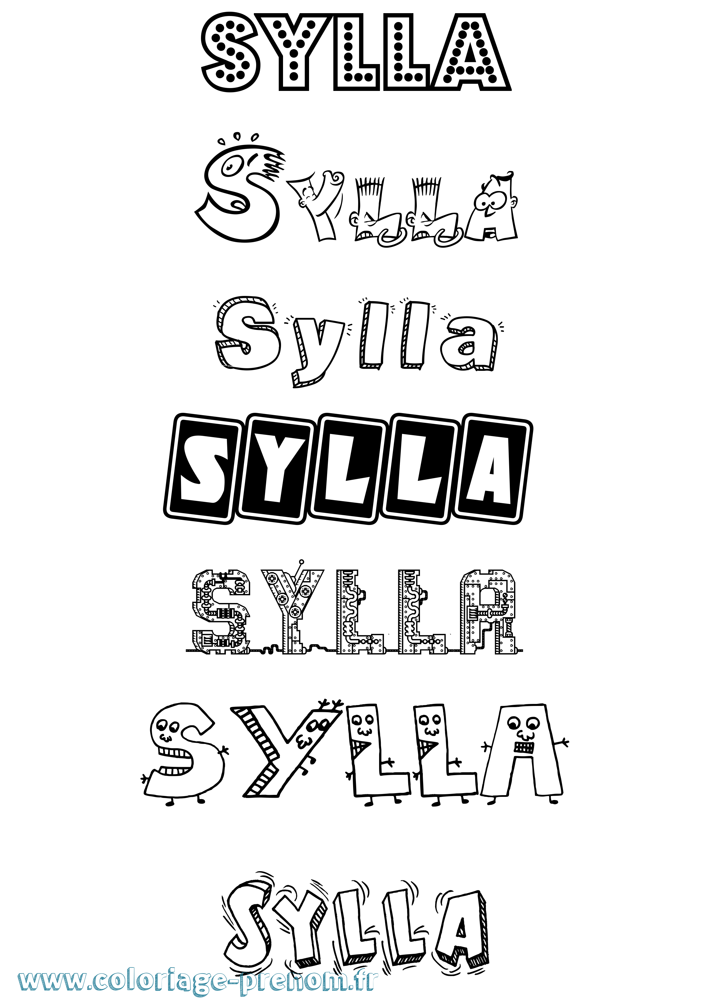 Coloriage Sylla Fun Coloriage prénom Sylla Fun