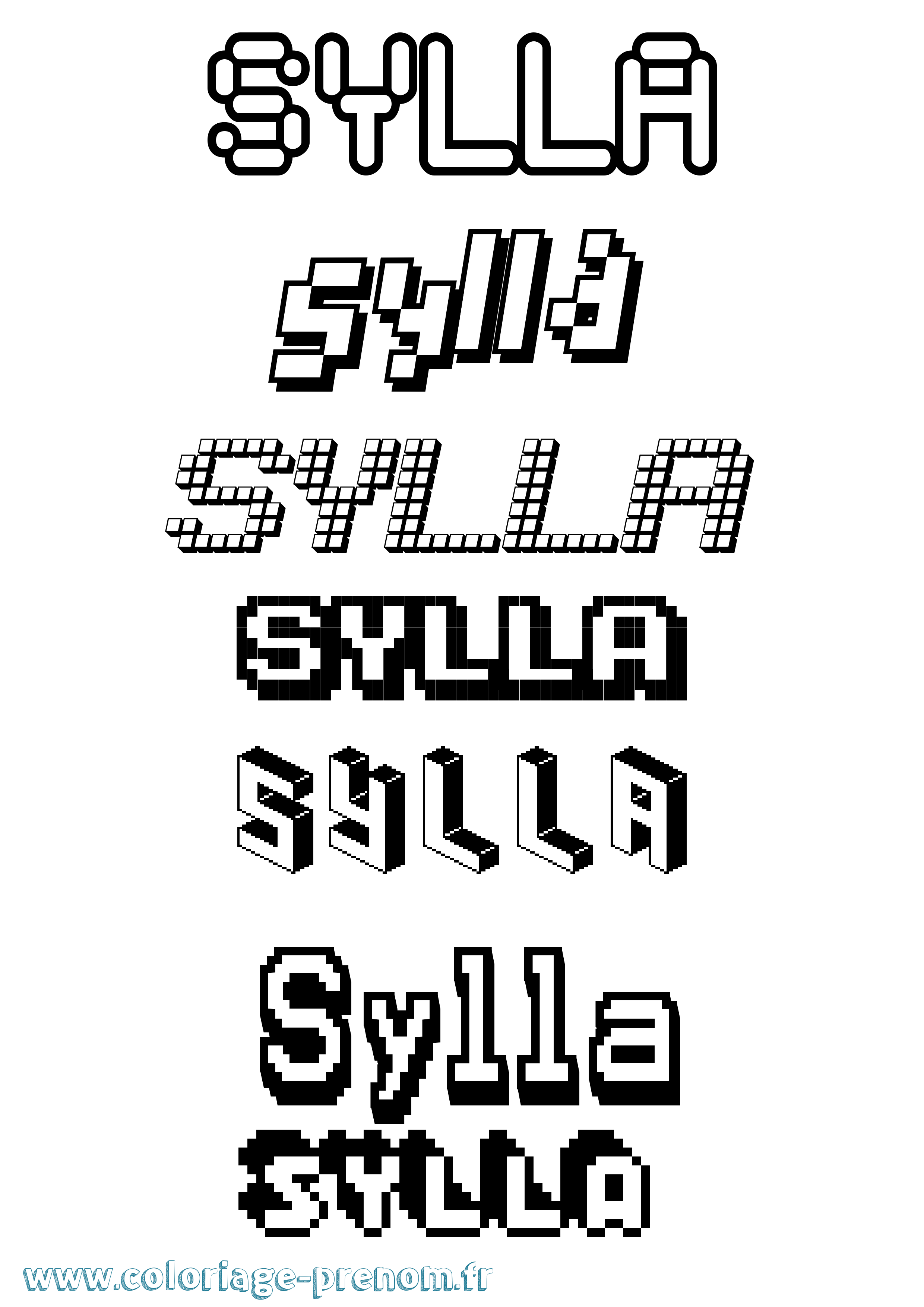 Coloriage Sylla Pixel Coloriage prénom Sylla Pixel