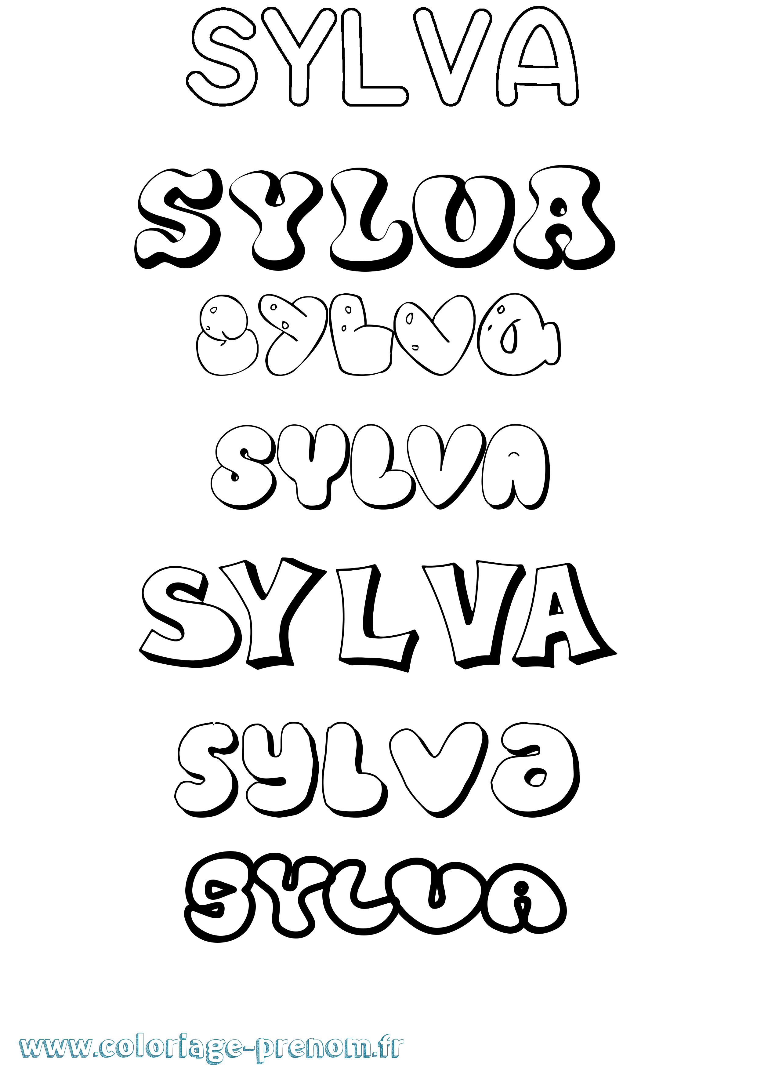 Coloriage Sylva Bubble Coloriage prénom Sylva Bubble