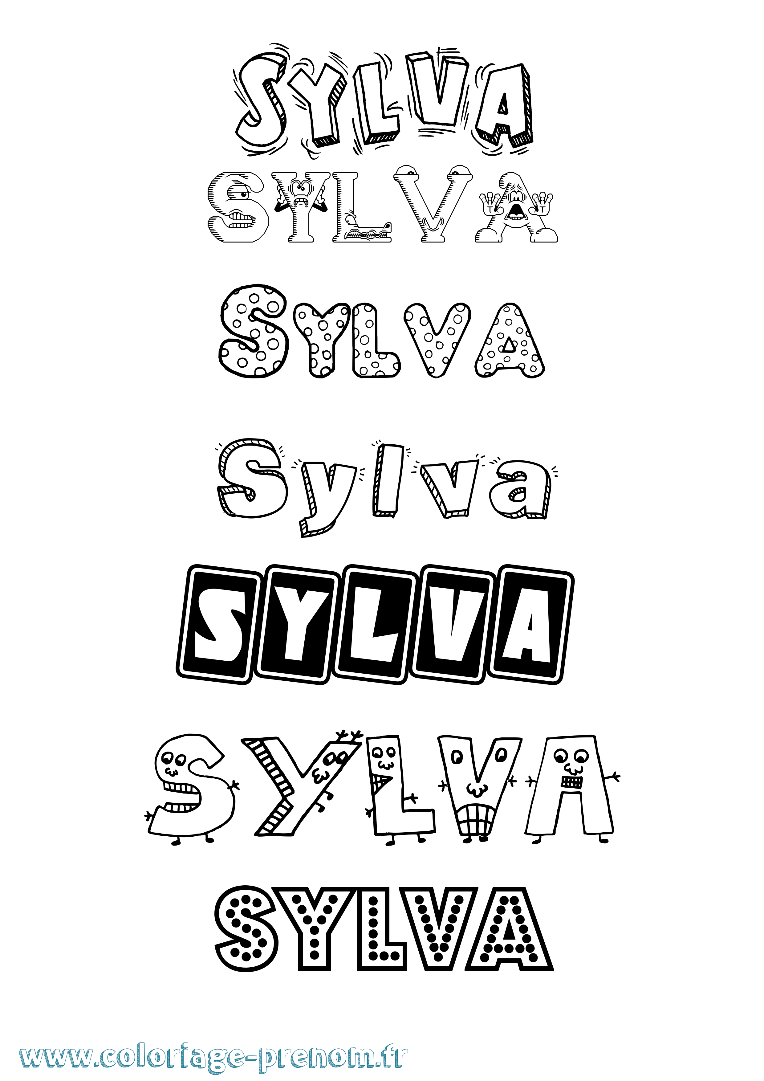 Coloriage Sylva Fun Coloriage prénom Sylva Fun