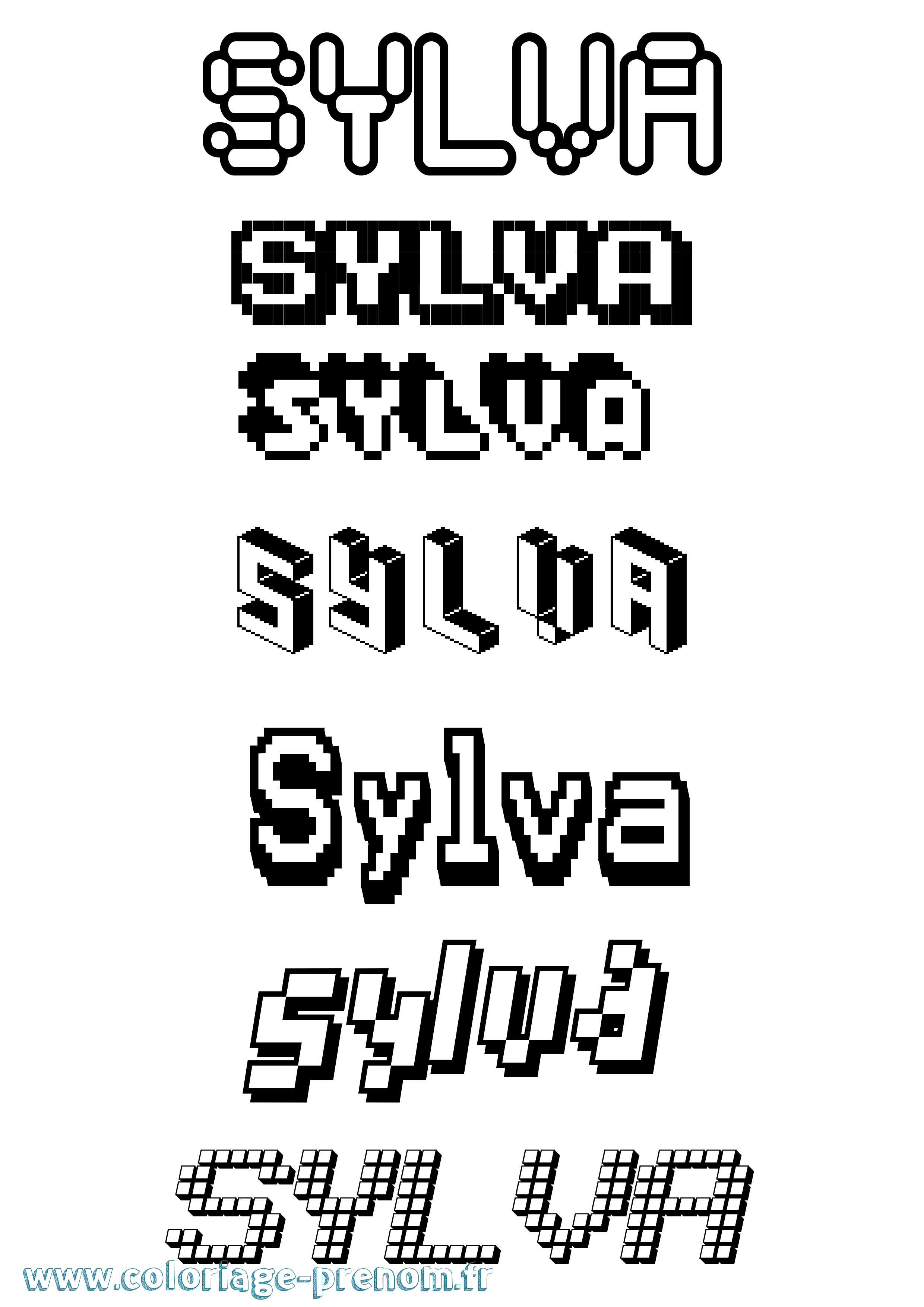 Coloriage Sylva Pixel Coloriage prénom Sylva Pixel