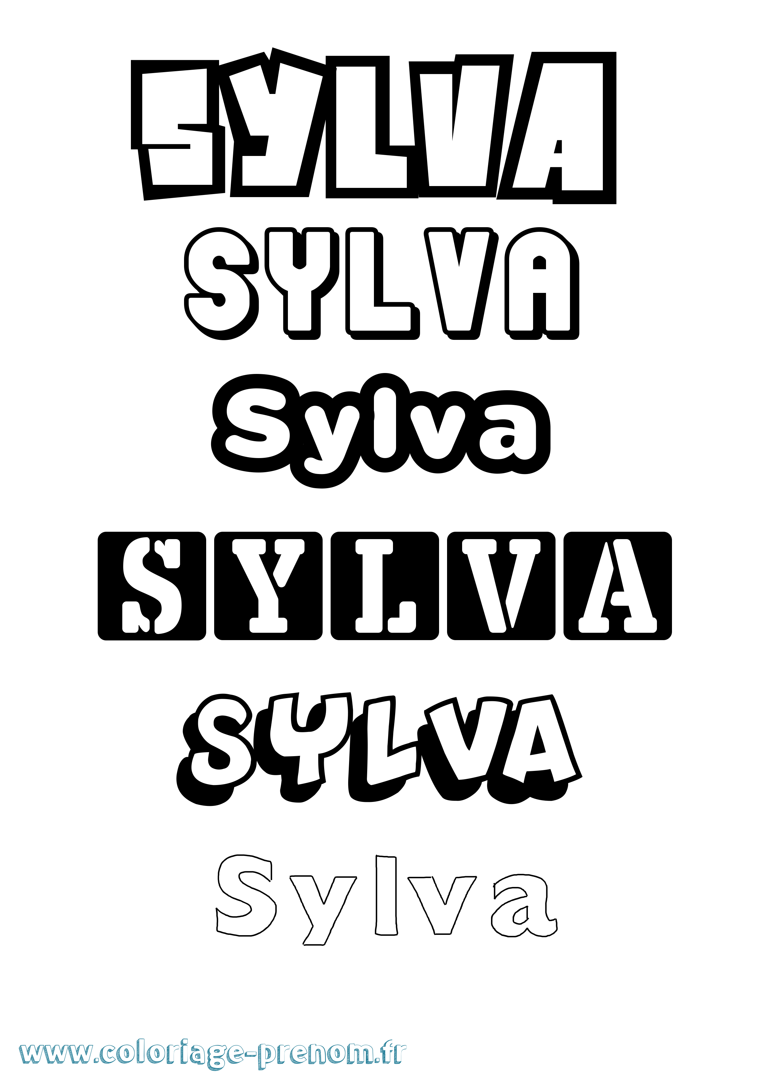 Coloriage Sylva Simple Coloriage prénom Sylva Simple