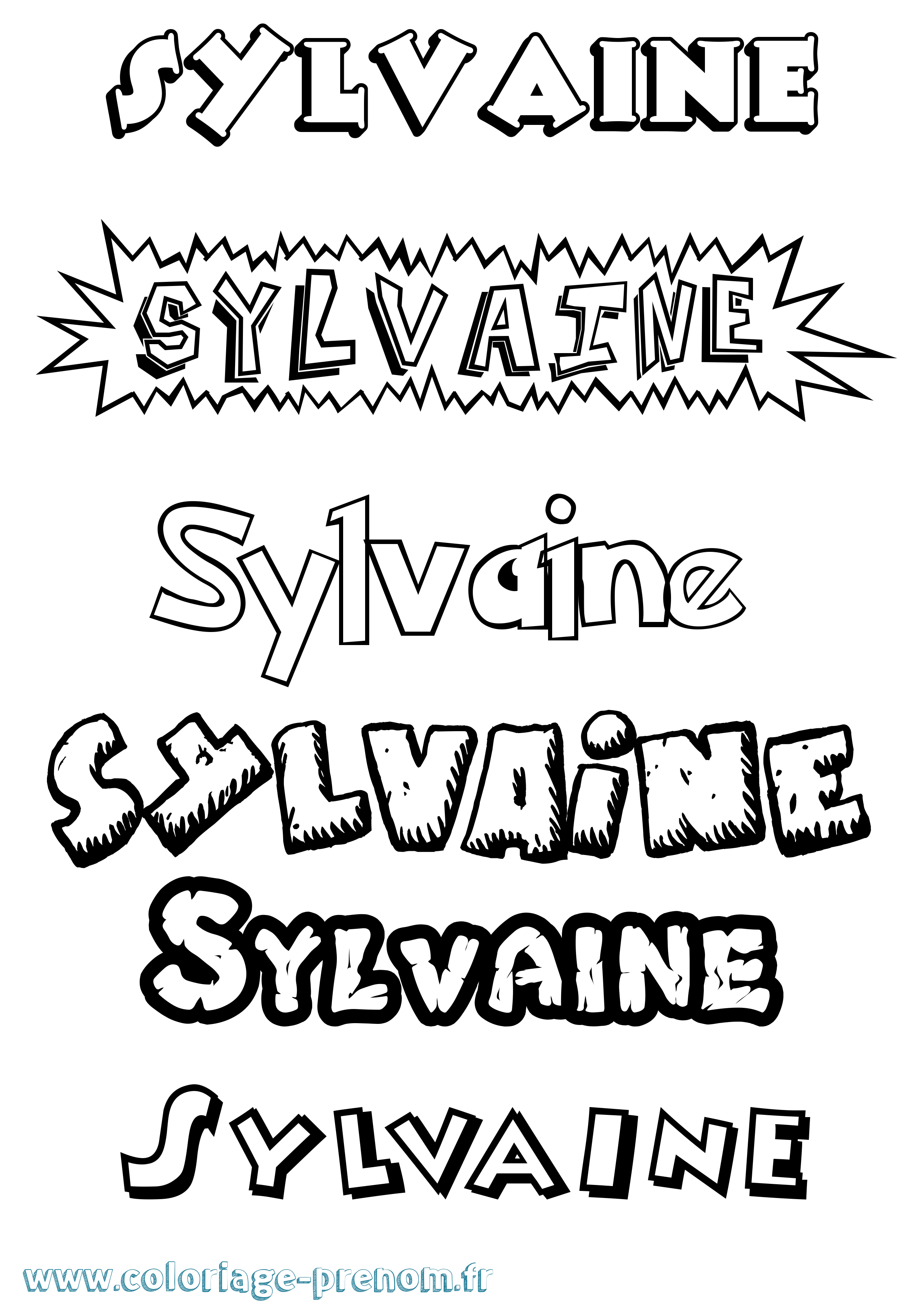 Coloriage Sylvaine Dessin Animé Coloriage prénom Sylvaine Dessin Animé