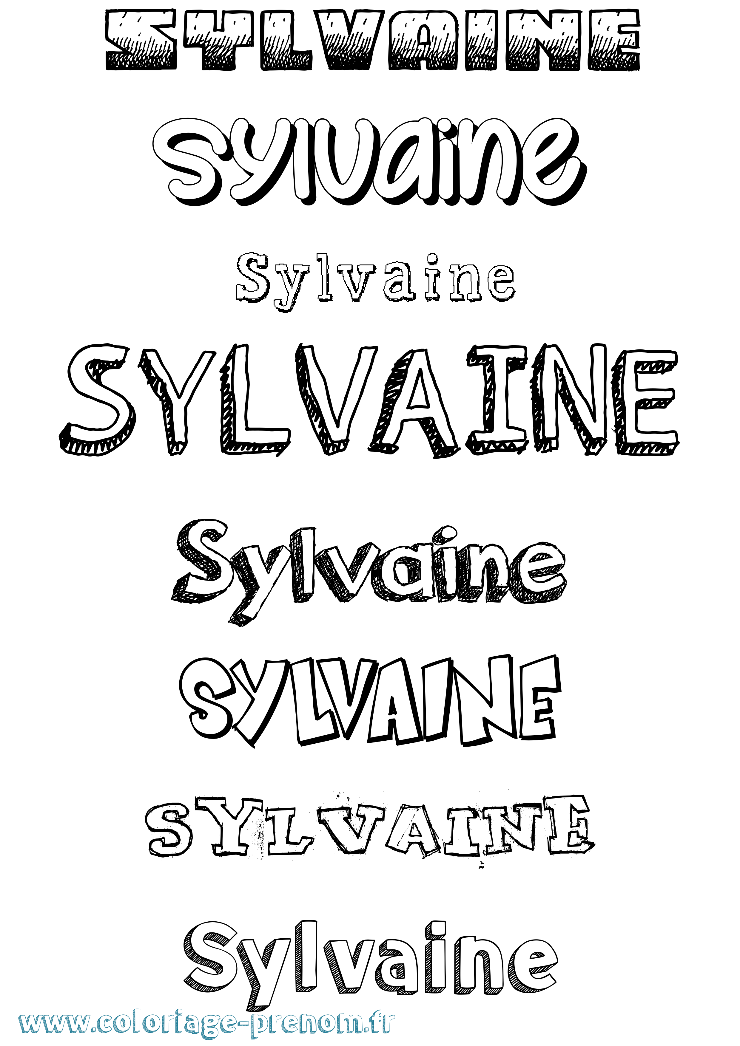 Coloriage Sylvaine Dessiné Coloriage prénom Sylvaine Dessiné