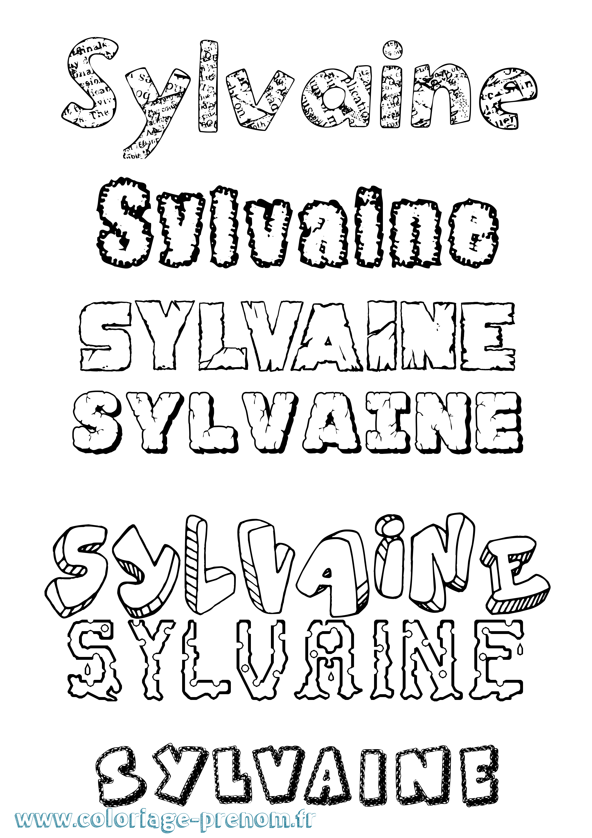 Coloriage Sylvaine Destructuré Coloriage prénom Sylvaine Destructuré