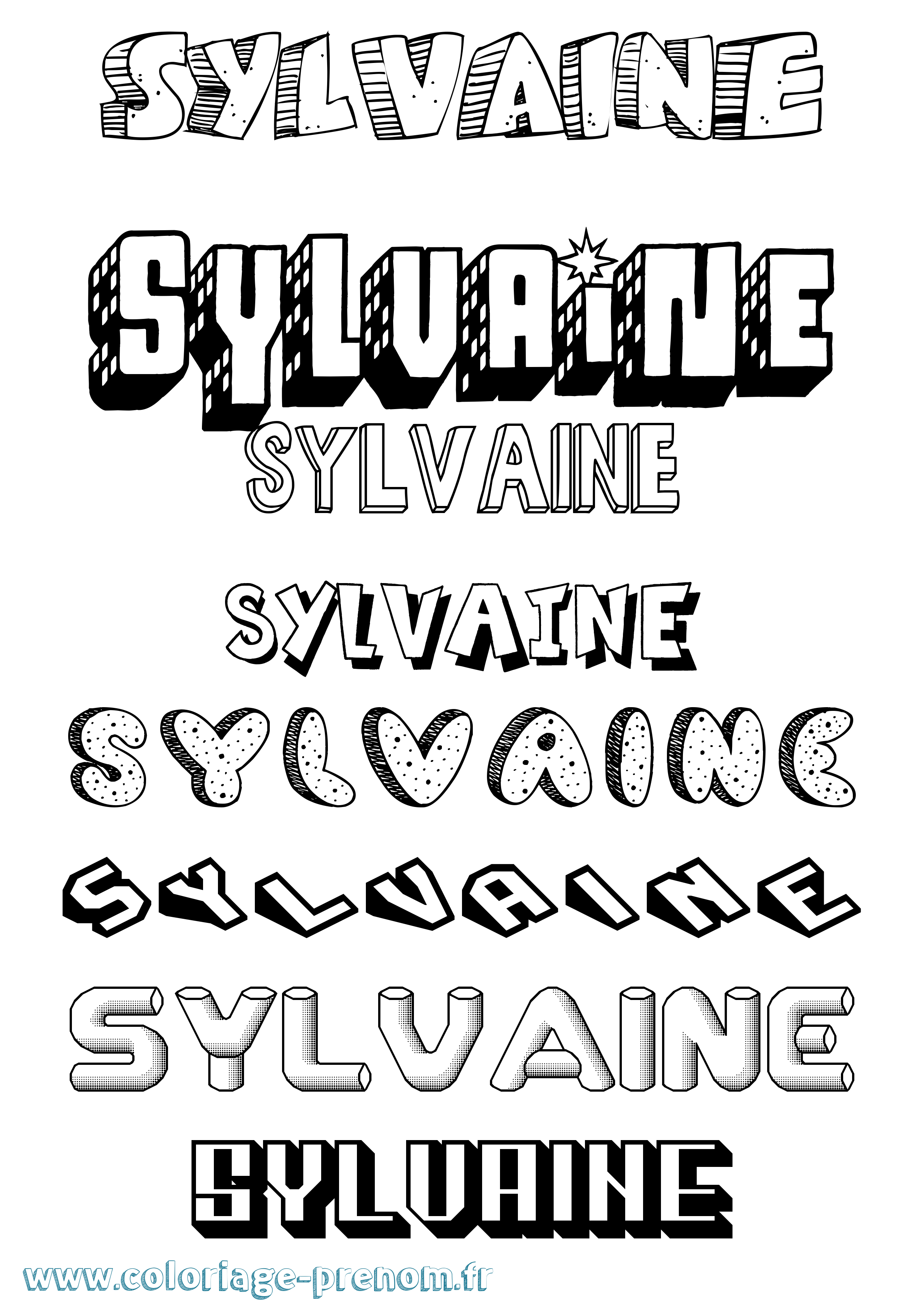 Coloriage Sylvaine Effet 3D Coloriage prénom Sylvaine Effet 3D