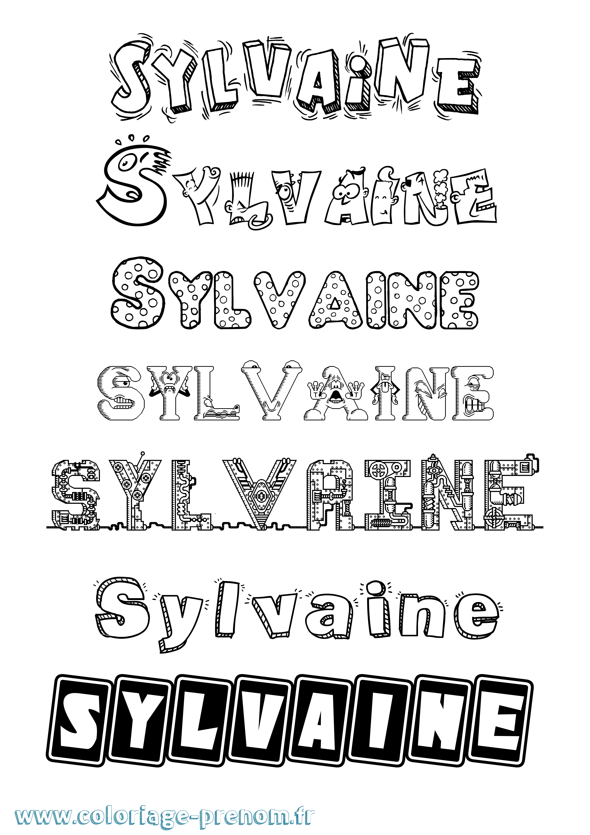 Coloriage Sylvaine Fun Coloriage prénom Sylvaine Fun